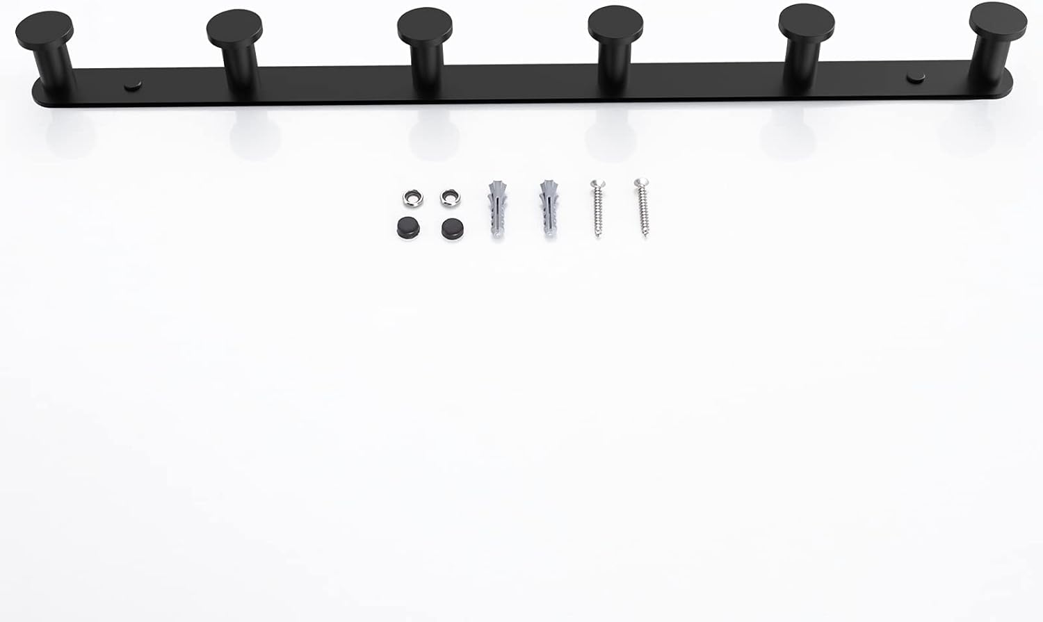 BigBig Home Black Towel Hook, Bathroom Wall Hook Rack with 6 Hooks Matte Bedroom Coat Hook Kitchen Robe Hanger Wall Mount
