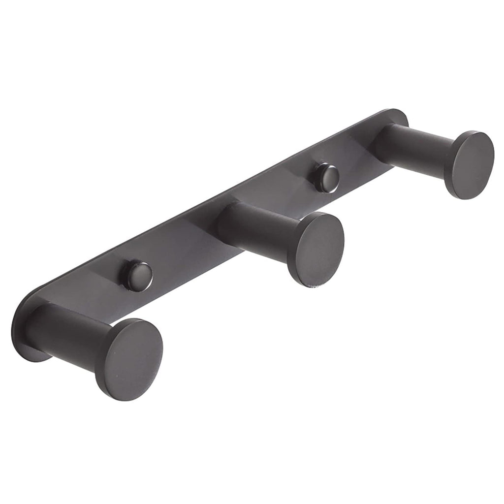 BigBig Home Black Towel Hook, Bathroom Wall Hook Rack with 6 Hooks Matte Bedroom Coat Hook Kitchen Robe Hanger Wall Mount