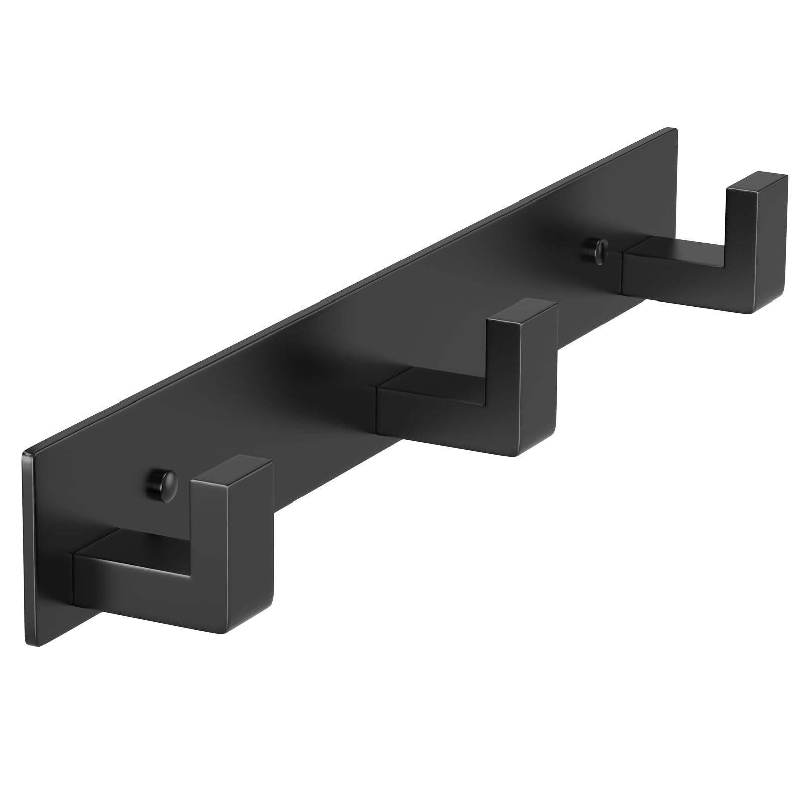 PMMASTO Wall Mounted Coat Hooks- Stainless Steel Rust-Resistant Bathroom Hangers for Towels/Hats/Coats, Heavy-Duty Wall Mount Hooks with Screws (Black 3 Hooks, 2-Pack)