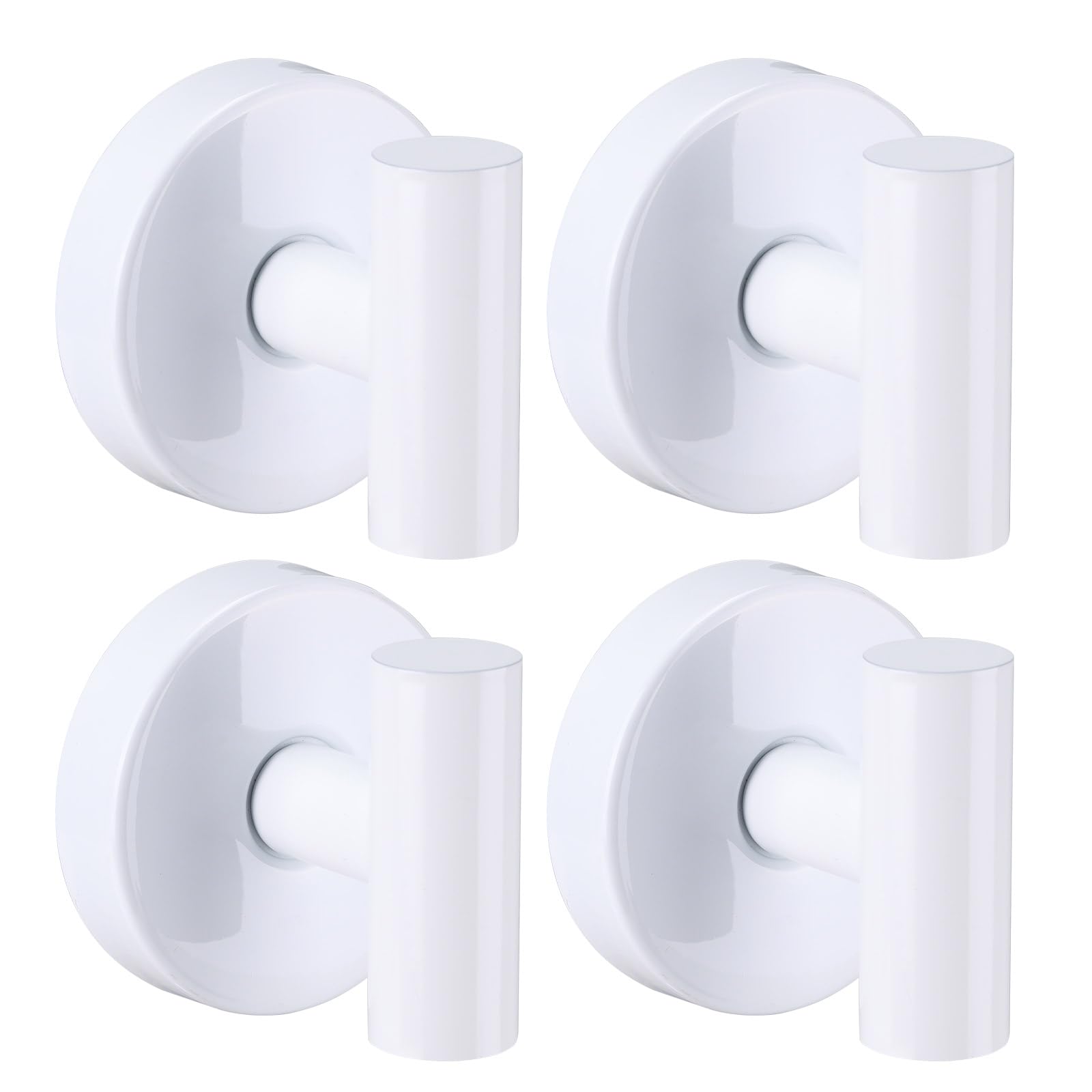 Suction Cup Hooks for Shower - Bathroom Reusable Hooks for Towels, Robes & Loofah - No-Drill Mounting on Kitchen,Walls,Metal,Glass,Mirrors,Tile & Smooth Non-Porous Surfaces (4, Brushed Nickel)