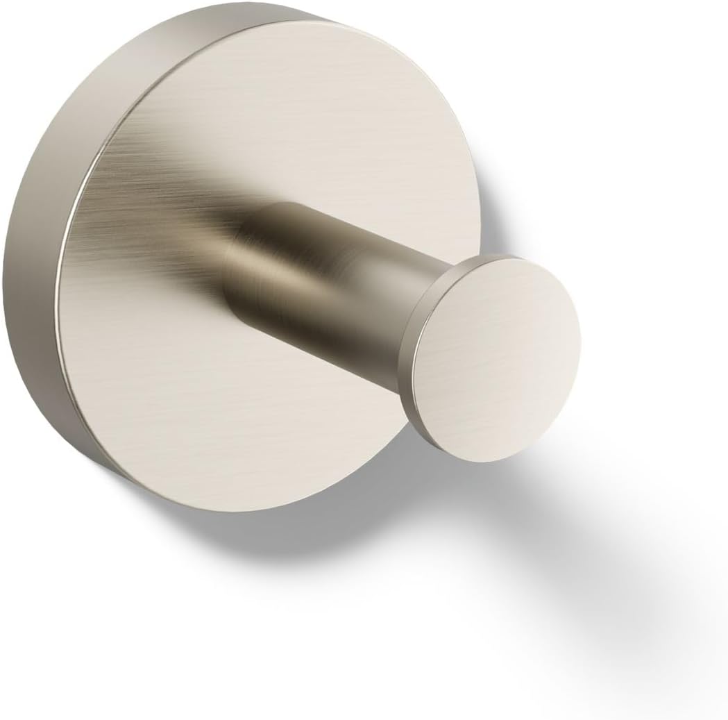Kohler K-27290-BN Elate Robe Hook, Minimalist Design, Premium Durable Metal, Corrosion Resistant, Vibrant Brushed Nickel