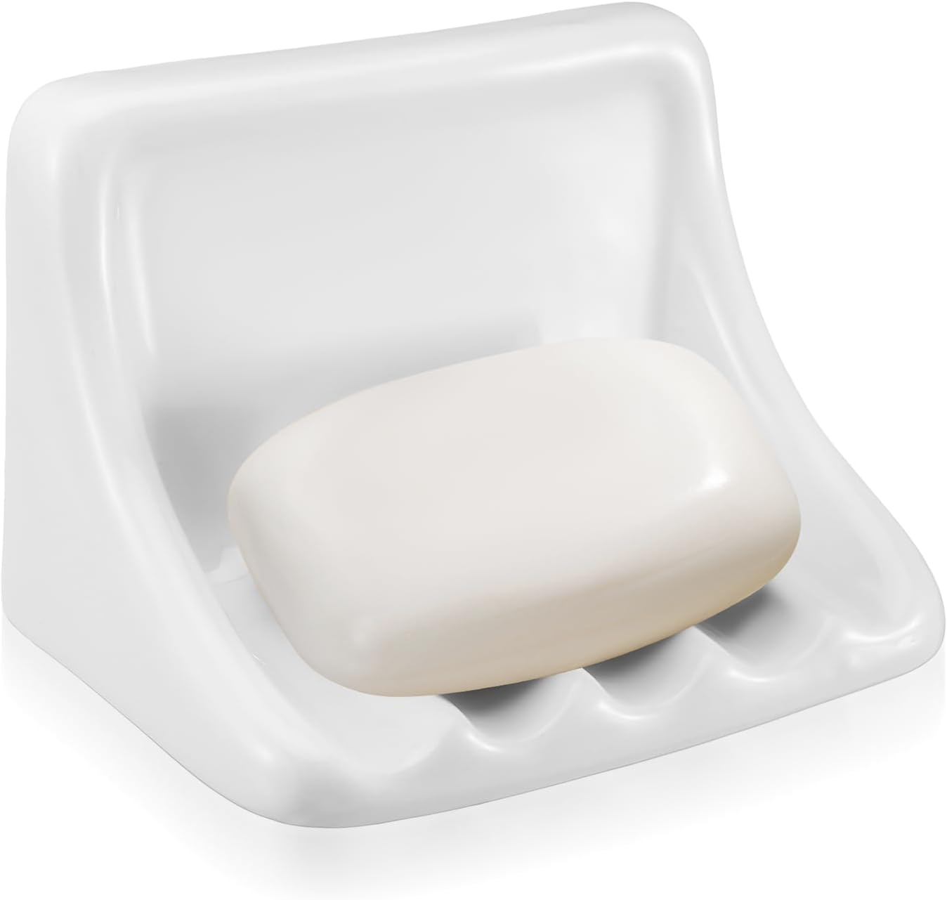 SiliFine 6.75 x 4.7 Inches Milky Vintage Ceramic Soap Dish Retro Ceramic Holder Porcelain Soap Tray for Home Bathtub Bathroom Shower Accessories Easy to Clean