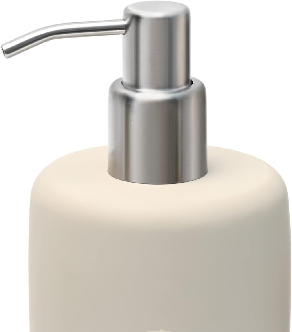 Bathroom Accessories Set 3 Piece Bath Ensemble Includes Soap Dispenser, Tumbler, Dish for Decorative Countertop & Housewarming Gift (Concrete with Acacia Wood)