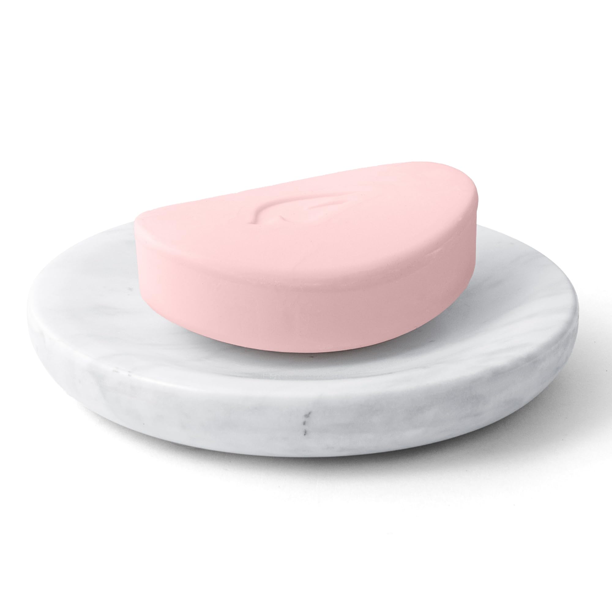 WORHE Marble Soap Dish Italy Natural Stone Sponge Holder for Bathroom Tub Shower Kitchen Sink, Handcraft Round Soap Case Organizer Trinket Plate Jewelry Tray Coaster for Home Decor Black (DL007)