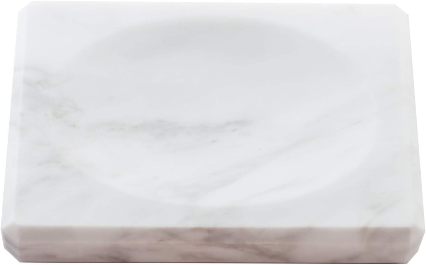 White Soap Dish Tray Marble Soap Holder Trinket Plate for Bathroom Sink Kitchen Countertop Bedroom Vanity Bathroom Accessory Rectangular