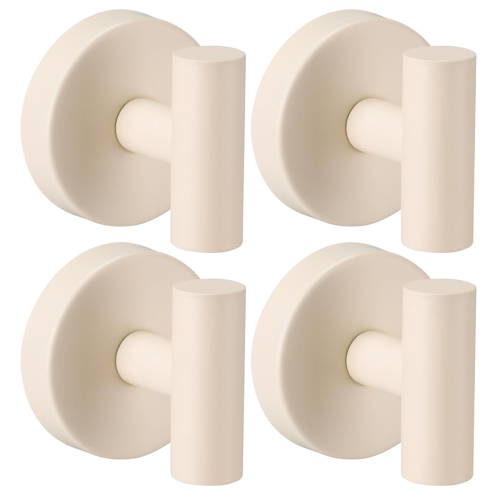 Suction Cup Hooks for Shower - Bathroom Reusable Hooks for Towels, Robes & Loofah - No-Drill Mounting on Kitchen,Walls,Metal,Glass,Mirrors,Tile & Smooth Non-Porous Surfaces (4, Brushed Nickel)