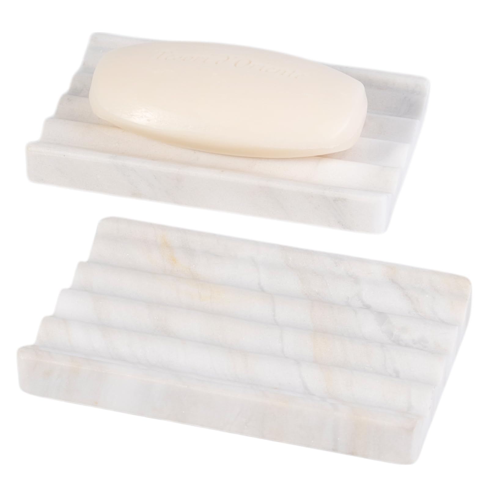 2 Pcs Marble Soap Holder, Soap Dish for Shower, Bathroom, Kitchen, Multi-Function Bar Soaps Holder, Soaps Saver with Water Ripple Design, Soap Tray(Namib Fantasy)