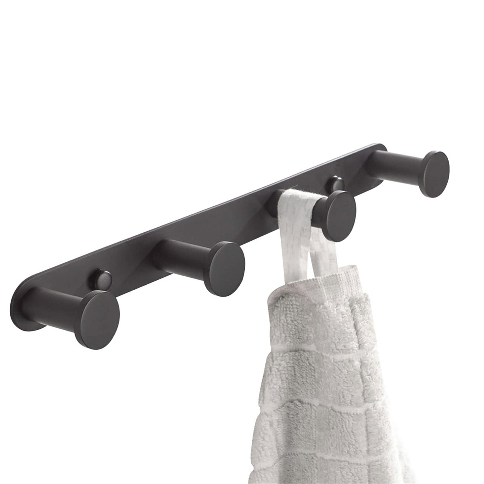 BigBig Home Black Towel Hook, Bathroom Wall Hook Rack with 6 Hooks Matte Bedroom Coat Hook Kitchen Robe Hanger Wall Mount