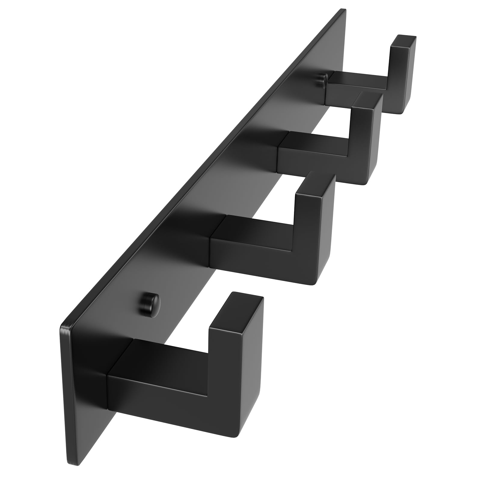 PMMASTO Wall Mounted Coat Hooks- Stainless Steel Rust-Resistant Bathroom Hangers for Towels/Hats/Coats, Heavy-Duty Wall Mount Hooks with Screws (Black 3 Hooks, 2-Pack)