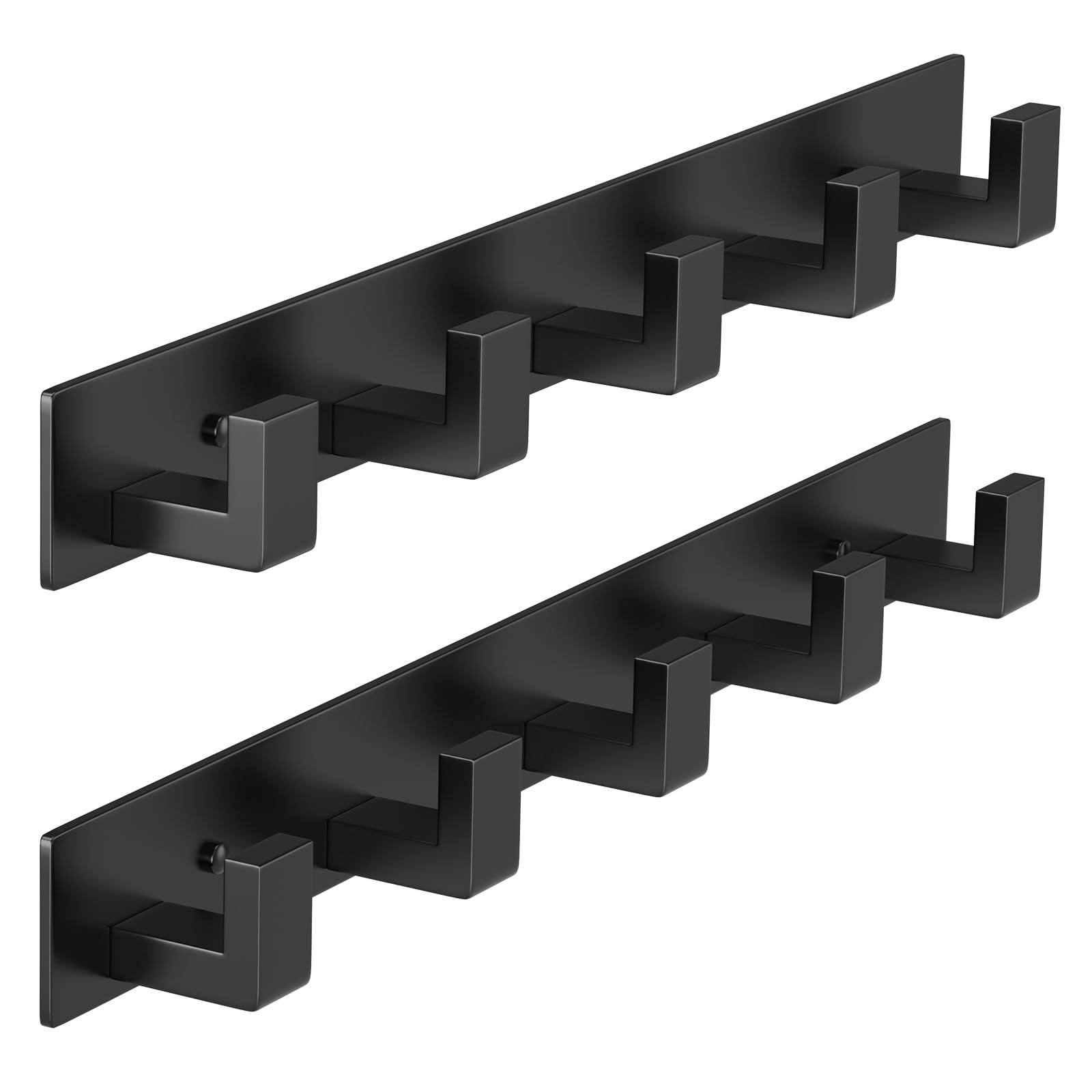 PMMASTO Wall Mounted Coat Hooks- Stainless Steel Rust-Resistant Bathroom Hangers for Towels/Hats/Coats, Heavy-Duty Wall Mount Hooks with Screws (Black 3 Hooks, 2-Pack)