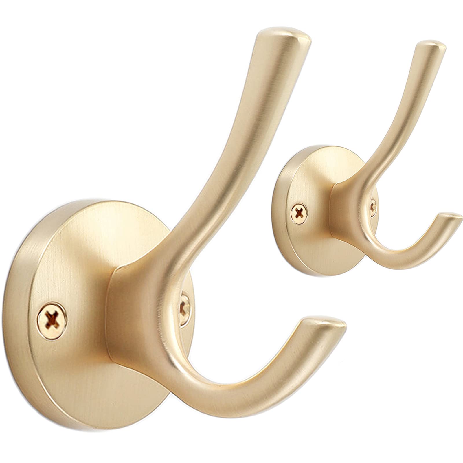 TOFIIGREM Matte Black Wall Hooks, 4 Pack Heavy Duty Coat Towel Hook Metal Double Backpack Hook Wall Mounted, Bath Towel Hooks for Entryway Cubicle Bathroom Closet Garage