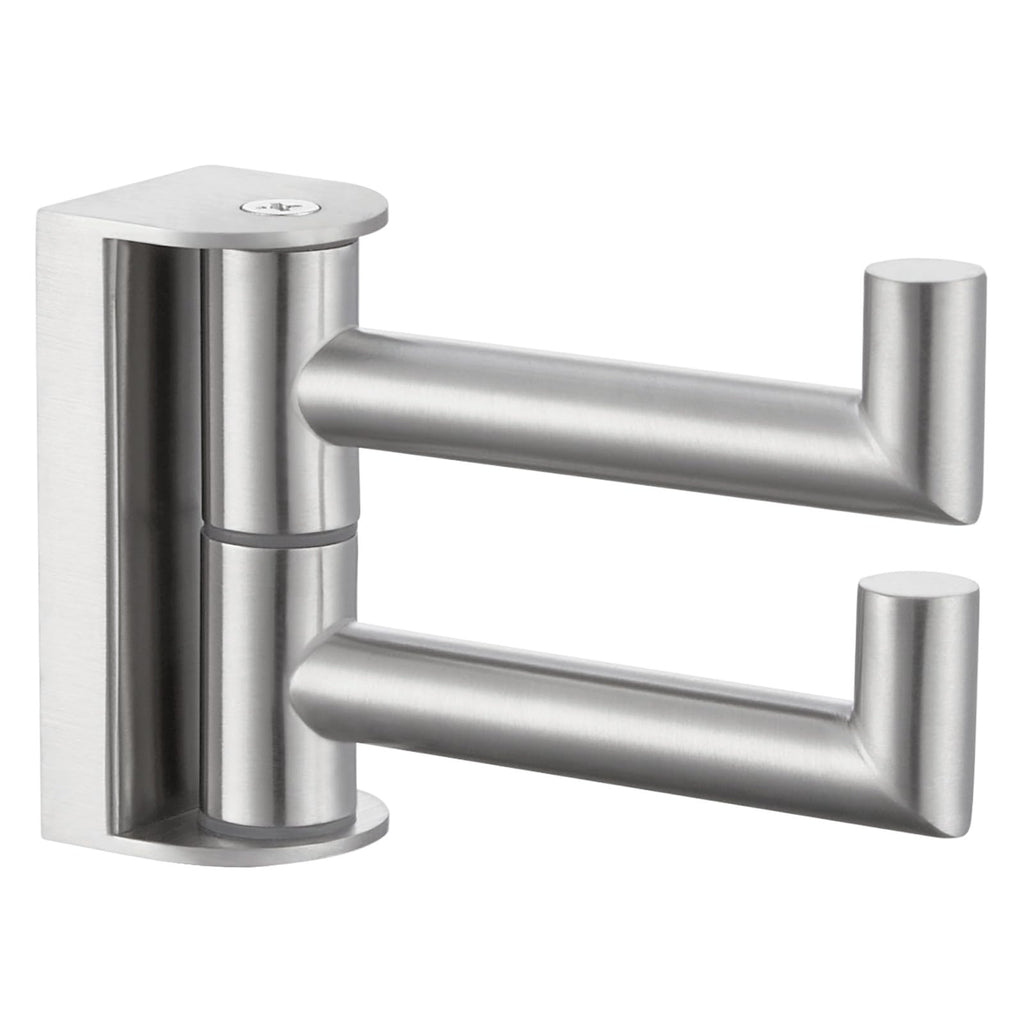 Angle Simple Swivel Towel Double Hook 2 Pack, Brushed Nickel 304 Stainless Steel Bathroom Robe Hook