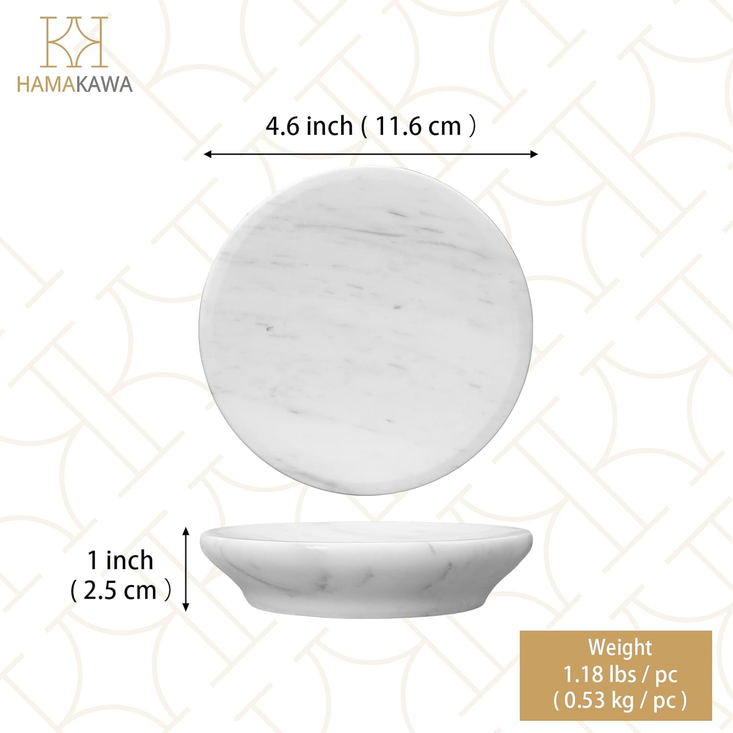 Natural Marble Soap Dish, White Round Jewelry Dish 4.5 Inch, Limestone Shower Soap Holder, Modern Stone Sponge Holder with Beveled Edge, Bar Soap Saver Tray for Bathroom, Kitchen