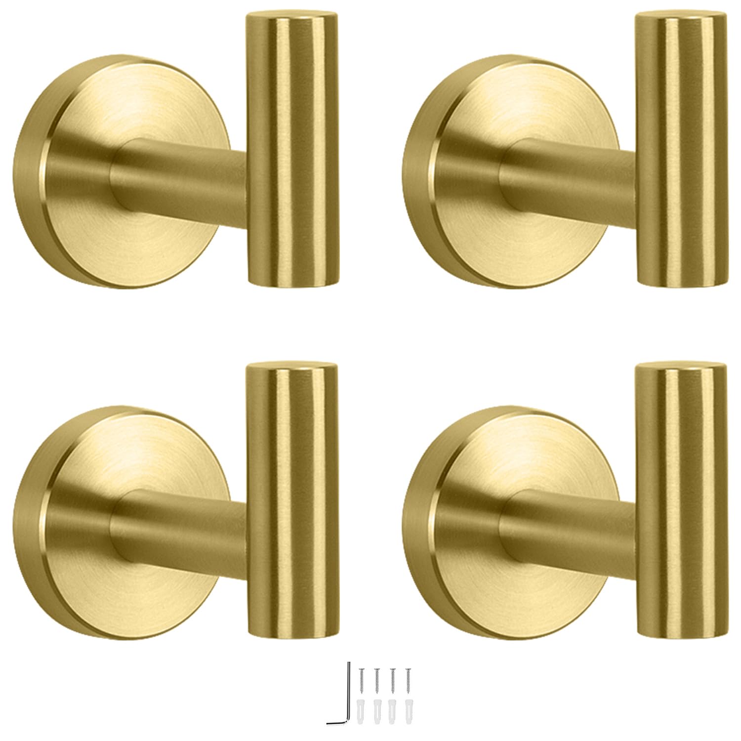 NearMoon Bath Towel Hooks- SUS 304 Stainless Steel Robe Hook Holder, Heavy Duty Coat Hook for Bathroom Livingroom Hotel Kitchen Garage, Wall Mounted (Chrome Finish, 8 Pack)