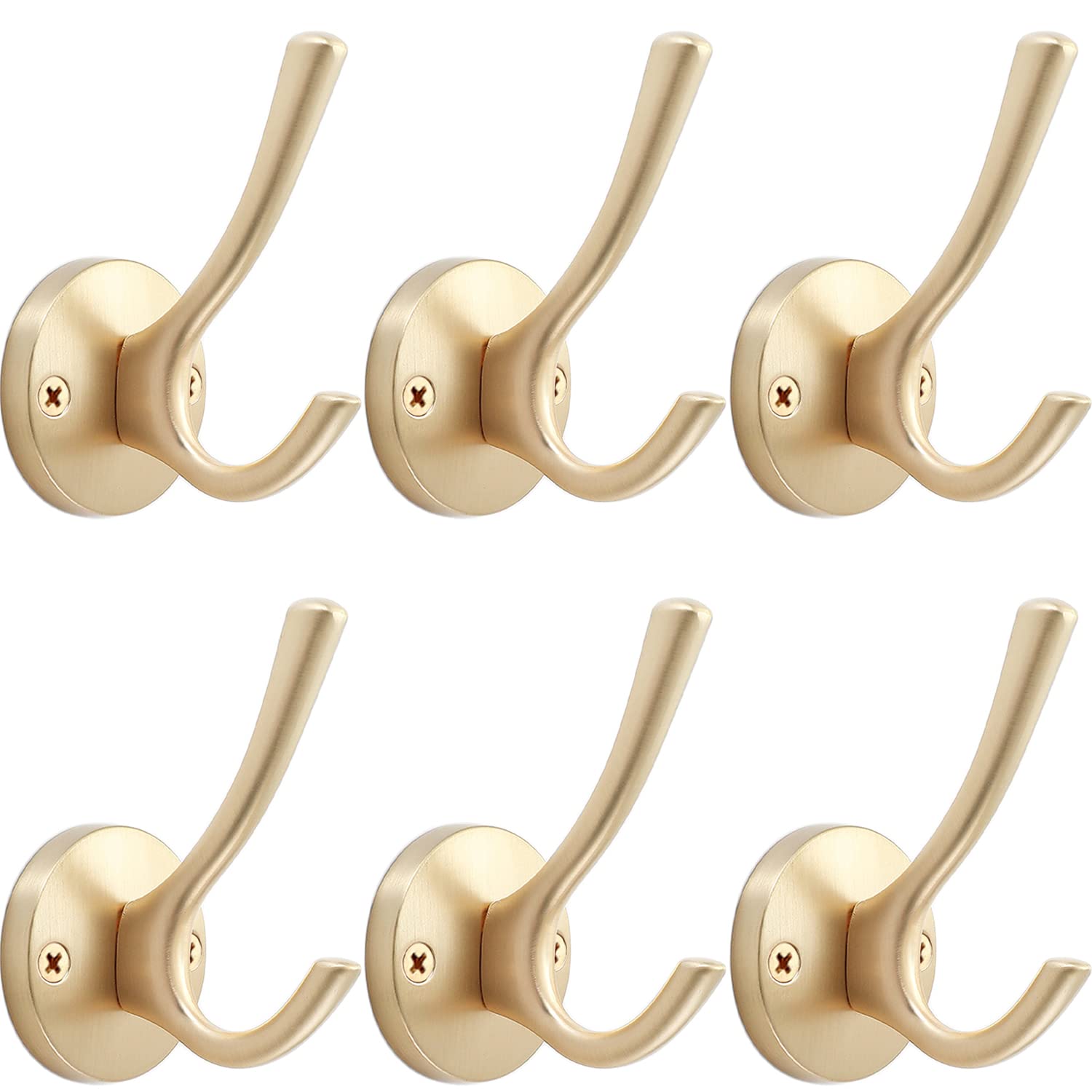 TOFIIGREM Matte Black Wall Hooks, 4 Pack Heavy Duty Coat Towel Hook Metal Double Backpack Hook Wall Mounted, Bath Towel Hooks for Entryway Cubicle Bathroom Closet Garage