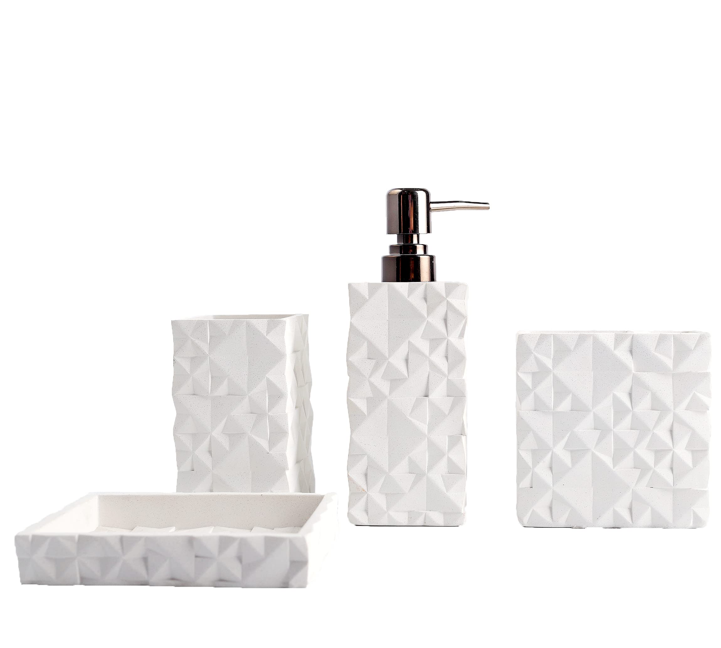 Hymmah Bathroom Accessories Set,Wooden Design Toothbrush Holder,Farmhouse Bathroom Decor,4 Pcs Resin Gift Set Apartment Necessities, Contain Toothbrush Cup,Soap Dispenser,Soap Dish,Tumbler