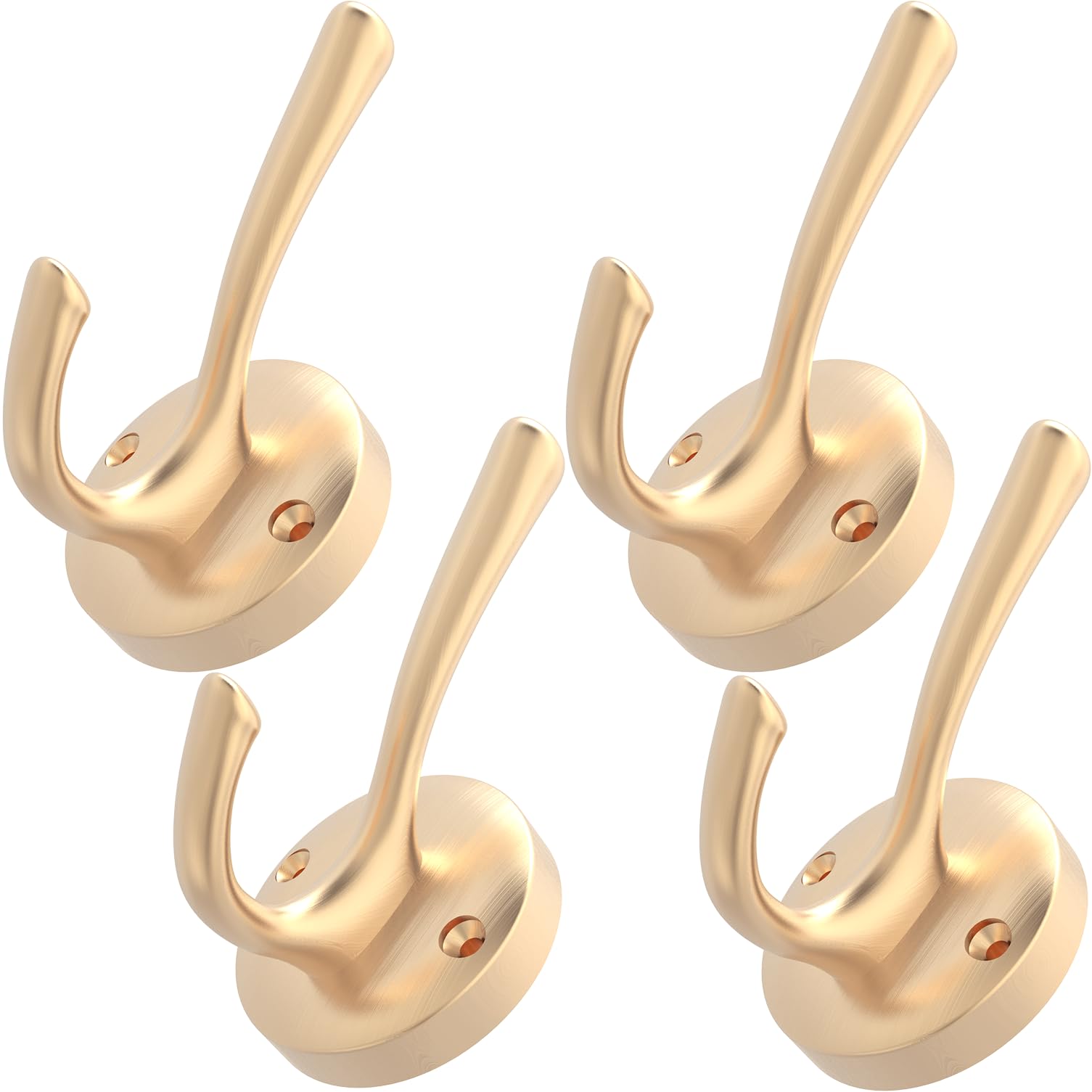 TOFIIGREM Matte Black Wall Hooks, 4 Pack Heavy Duty Coat Towel Hook Metal Double Backpack Hook Wall Mounted, Bath Towel Hooks for Entryway Cubicle Bathroom Closet Garage