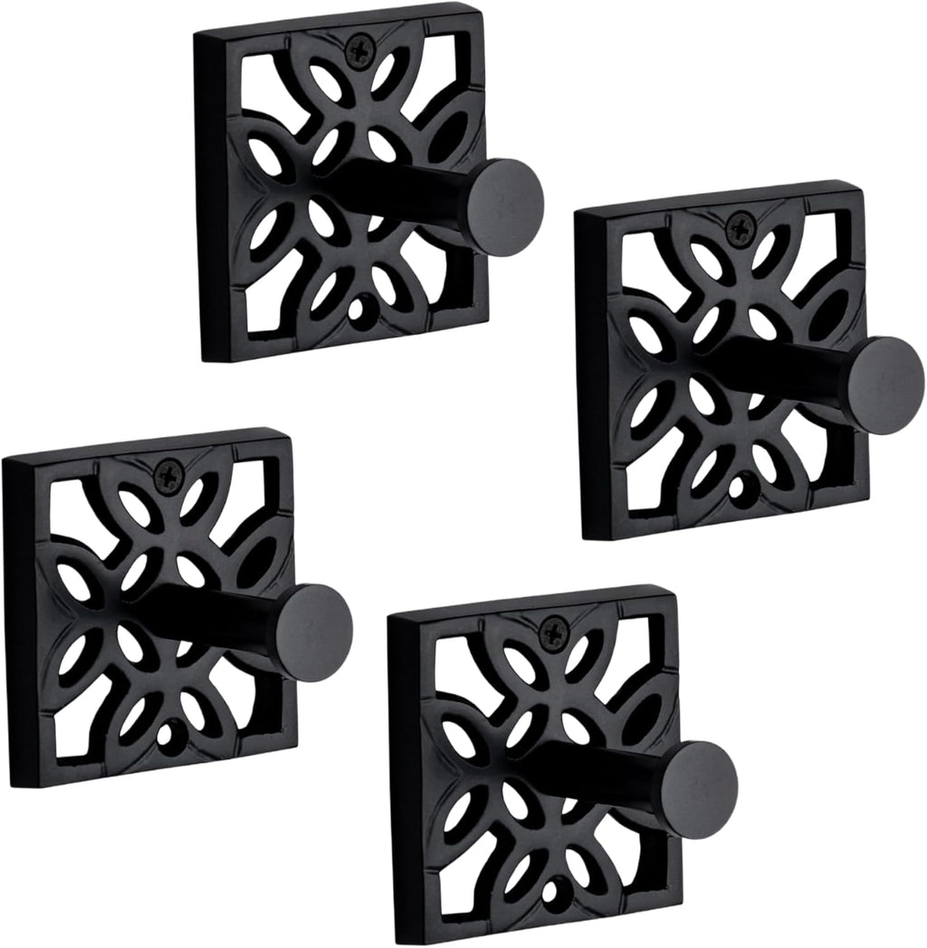 Autumn Alley Black Bathroom Towel Hook Robe Hook Wall Mounted - Wall Hooks for Towel, Robe, Coat, and Door Hooks for Bathroom Rustproof Modern Unique Style, 4 Pack