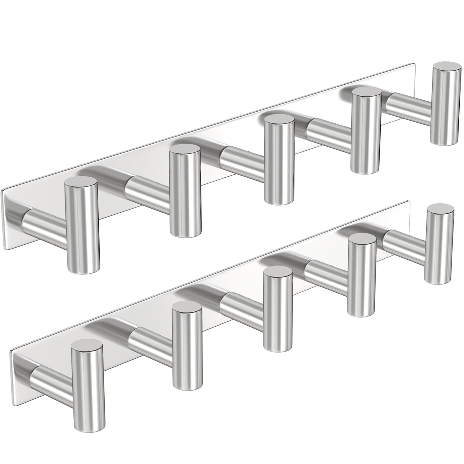 PMMASTO Wall Mounted Coat Hooks- Stainless Steel Rust-Resistant Bathroom Hangers for Towels/Hats/Coats, Heavy-Duty Wall Mount Hooks with Screws (Black 3 Hooks, 2-Pack)