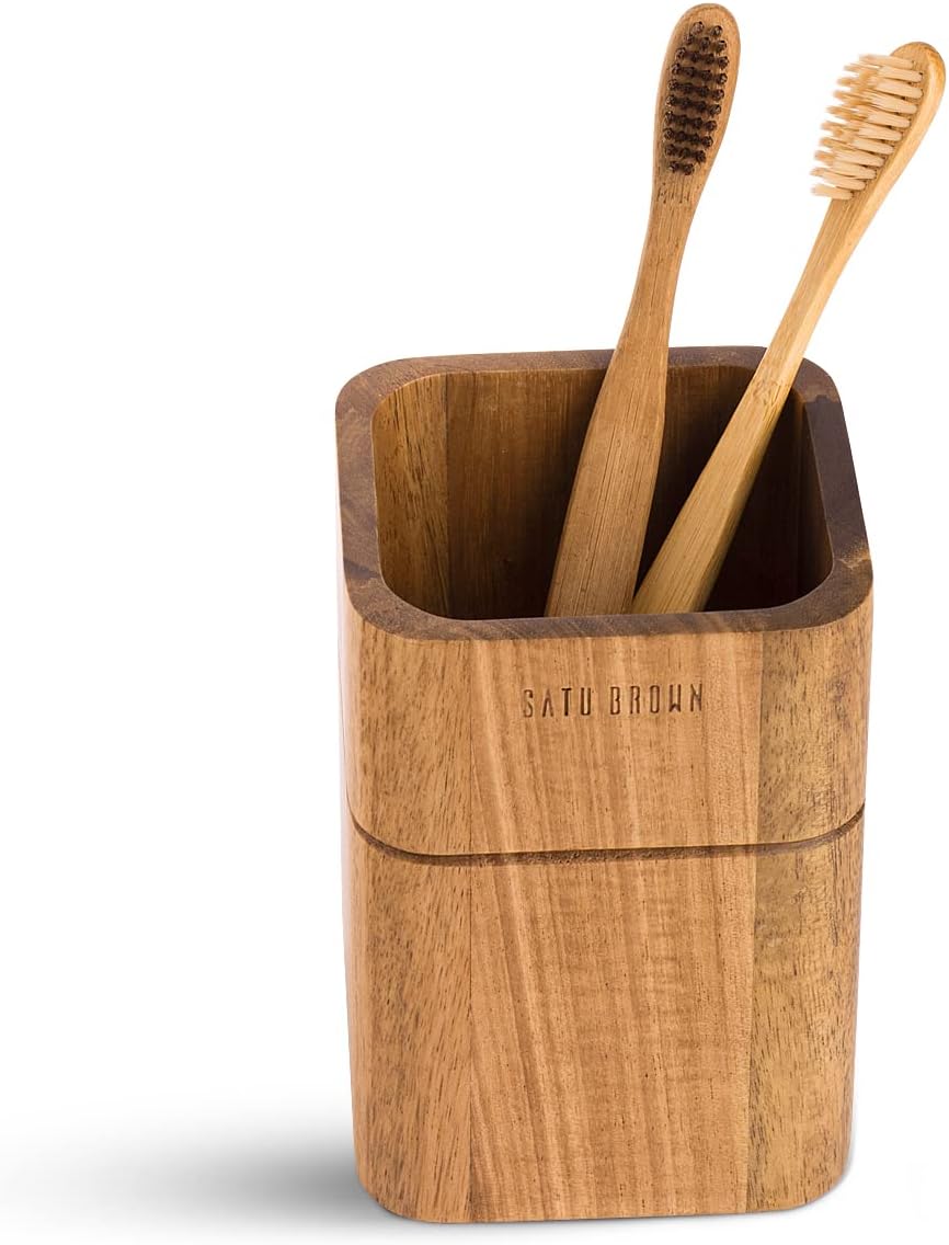 Bathroom Accessories Set 3 Piece Bath Ensemble Includes Soap Dispenser, Bathroom Tumbler, Soap Dish Accessories for Decorative Countertop and Housewarming Gift,Acacia Wood