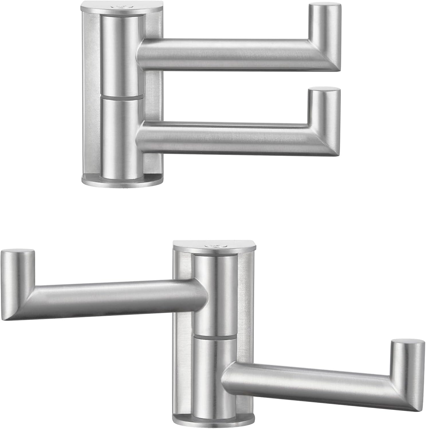 Angle Simple Swivel Towel Double Hook 2 Pack, Brushed Nickel 304 Stainless Steel Bathroom Robe Hook