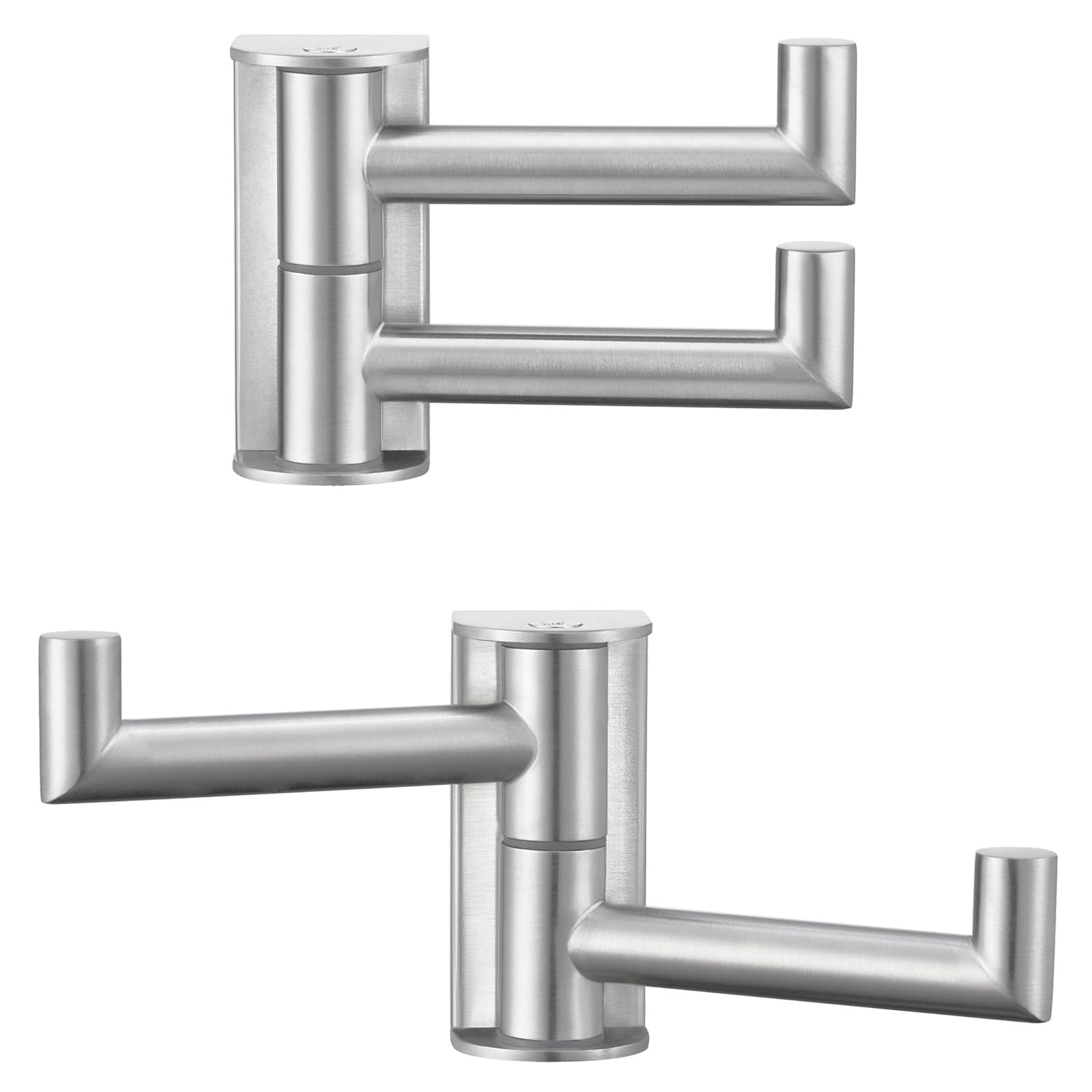 Angle Simple Swivel Towel Double Hook 2 Pack, Brushed Nickel 304 Stainless Steel Bathroom Robe Hook