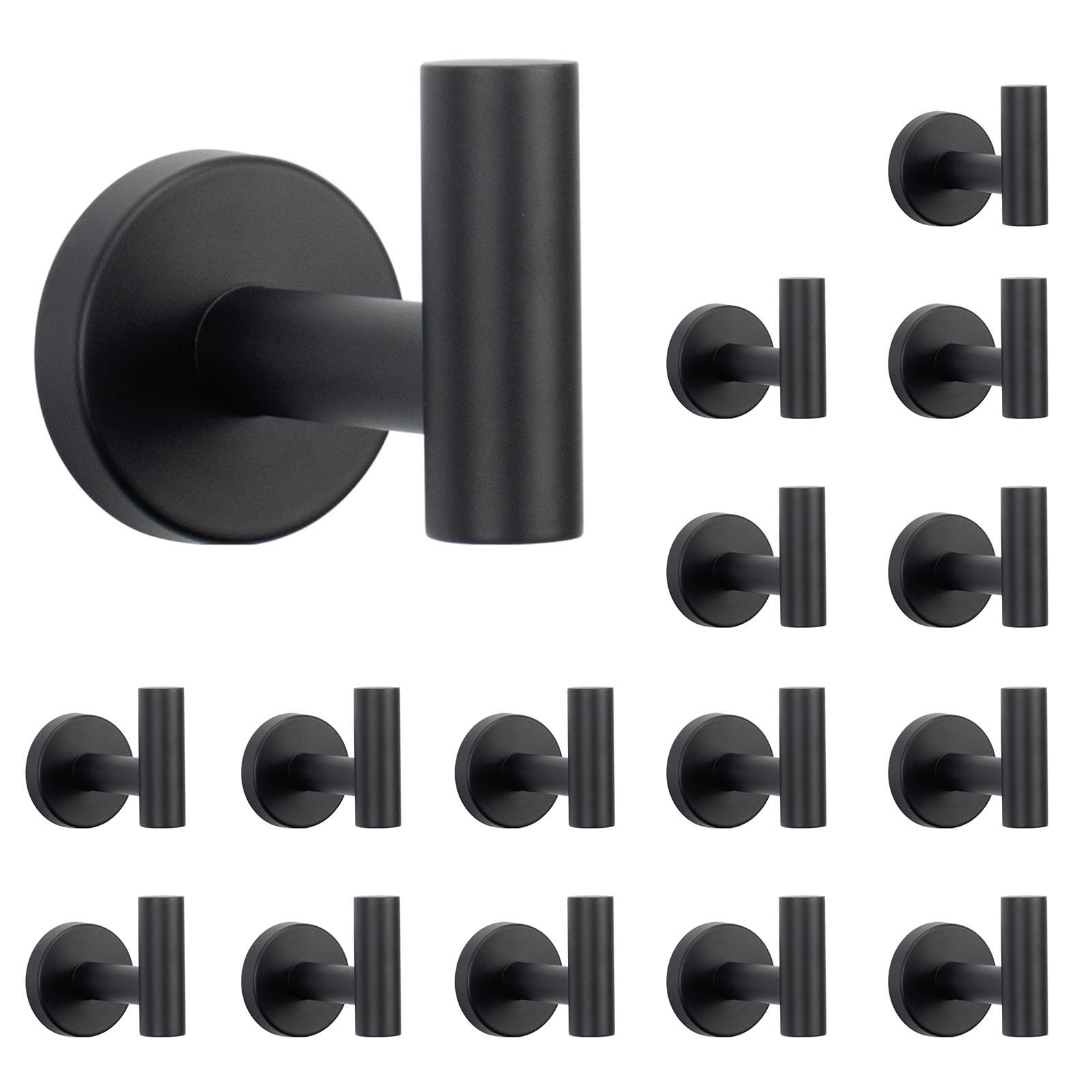 NearMoon Bath Towel Hooks- SUS 304 Stainless Steel Robe Hook Holder, Heavy Duty Coat Hook for Bathroom Livingroom Hotel Kitchen Garage, Wall Mounted (Chrome Finish, 8 Pack)