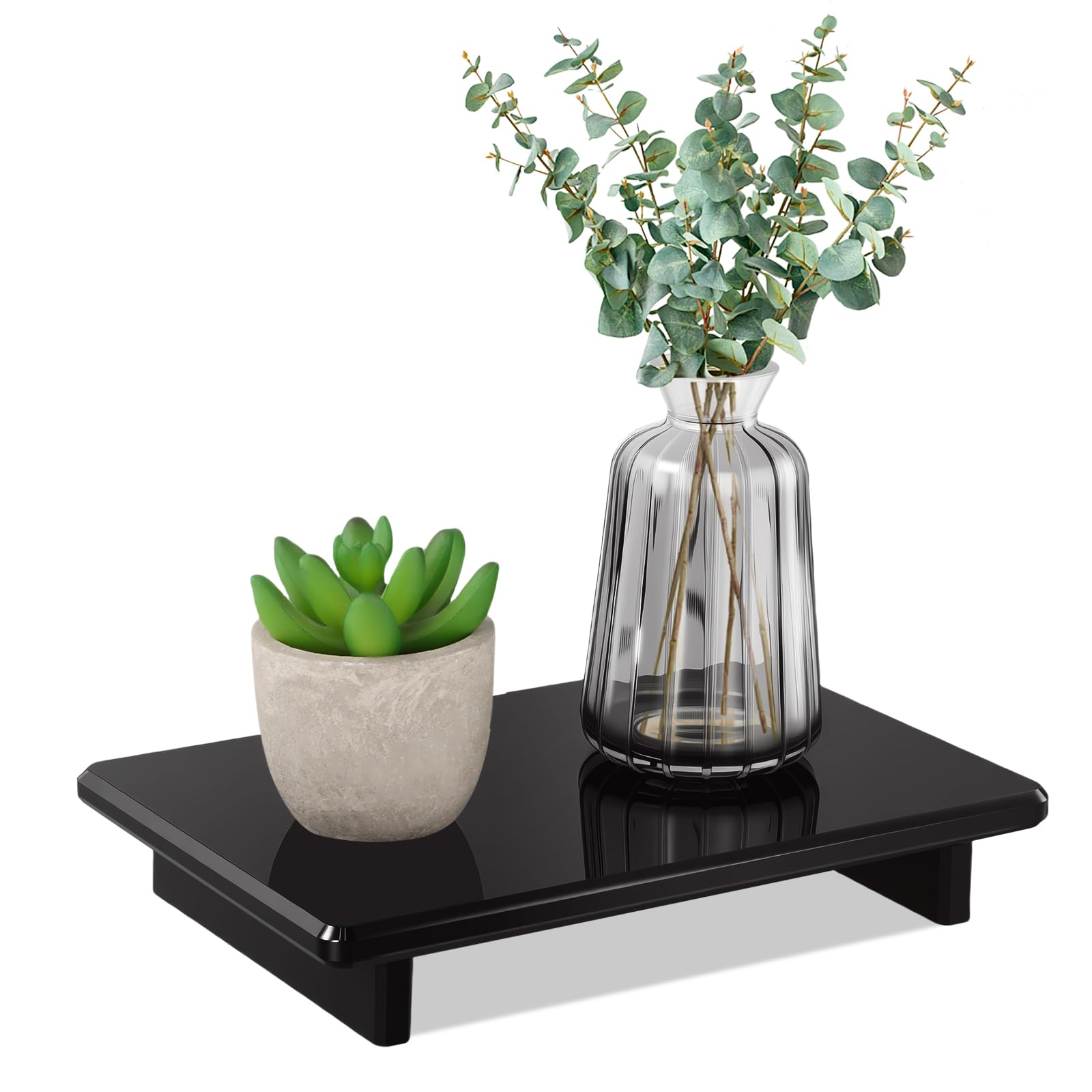 2 Pack Acrylic Soap Dish Tray 9"×5.9"×1.5" – Clear Waterproof Counter-top Organizer for Bathroom, Kitchen, Vanity, Soap, Plants, Candles (Large)