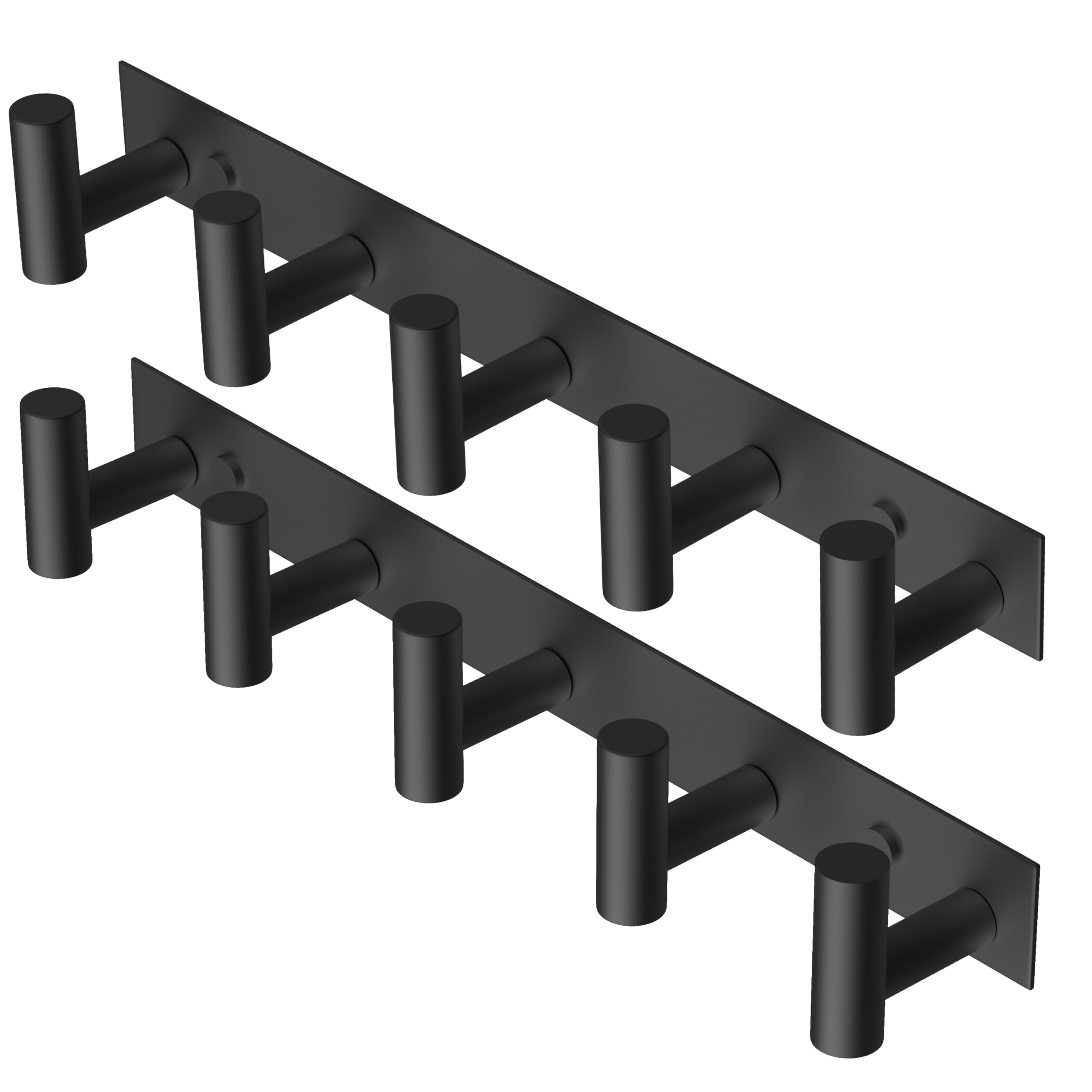 PMMASTO Wall Mounted Coat Hooks- Stainless Steel Rust-Resistant Bathroom Hangers for Towels/Hats/Coats, Heavy-Duty Wall Mount Hooks with Screws (Black 3 Hooks, 2-Pack)