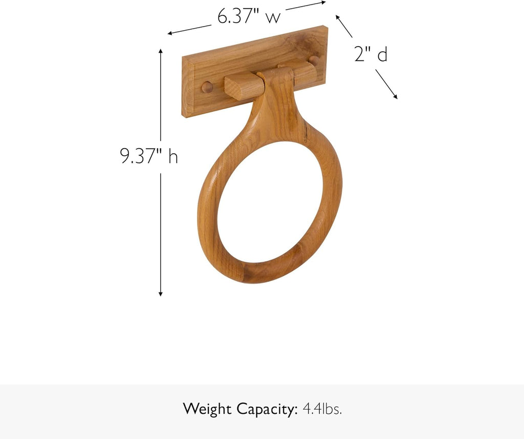 Dalton 4-Piece Bathroom Accessory Set, Honey Oak, Includes Towel Bar, Towel Ring, Toilet Paper Holder, and Robe Hook – Design House, 561258