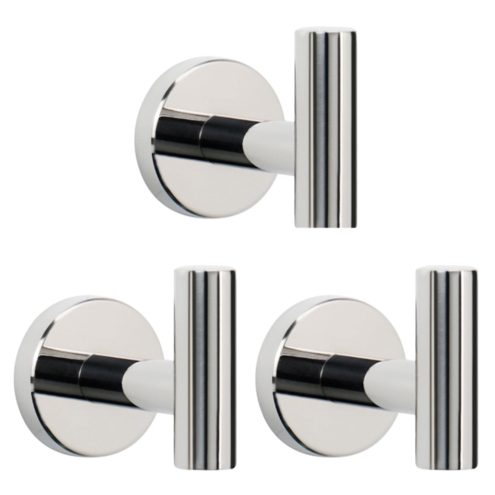 NearMoon Bath Towel Hooks- SUS 304 Stainless Steel Robe Hook Holder, Heavy Duty Coat Hook for Bathroom Livingroom Hotel Kitchen Garage, Wall Mounted (Chrome Finish, 8 Pack)