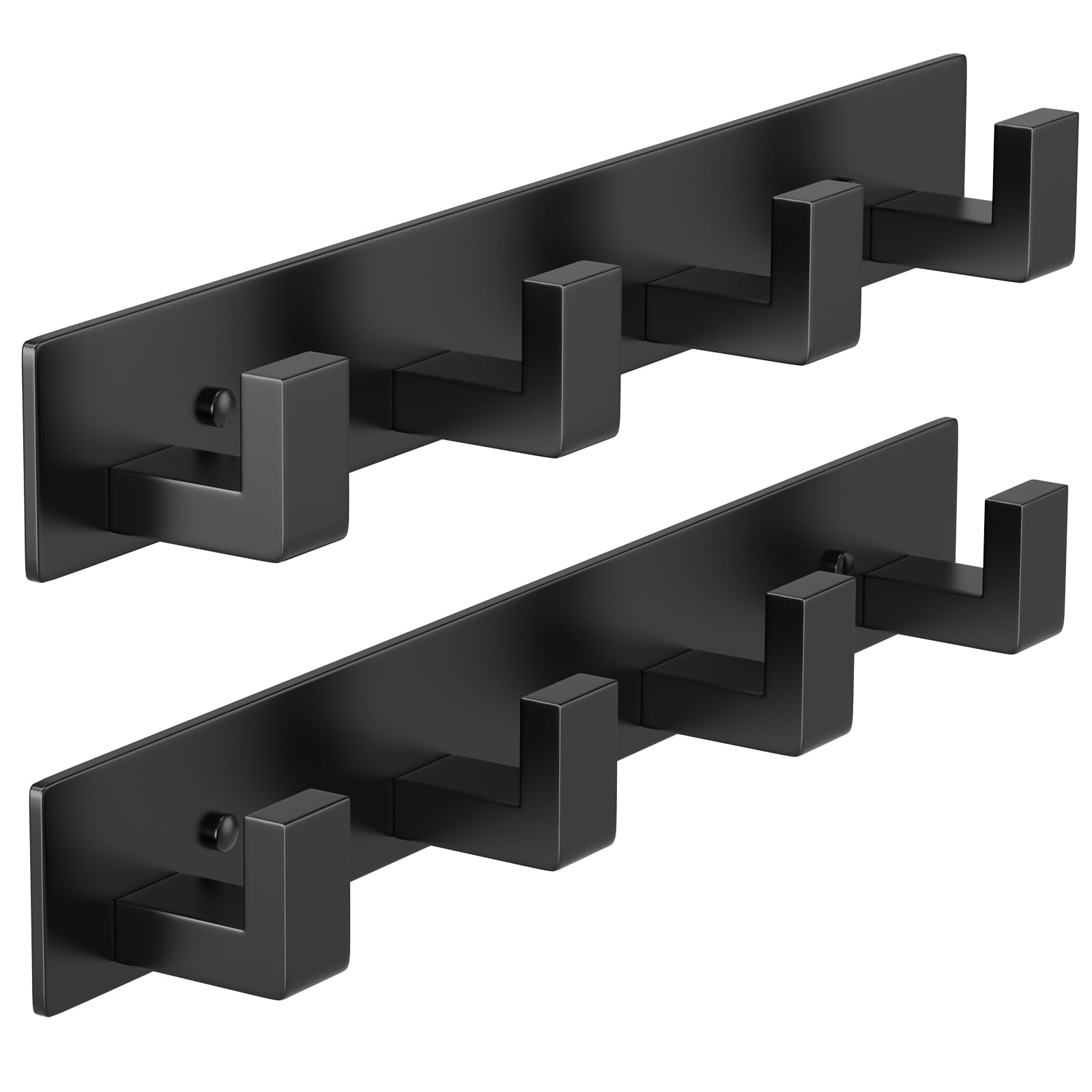 PMMASTO Wall Mounted Coat Hooks- Stainless Steel Rust-Resistant Bathroom Hangers for Towels/Hats/Coats, Heavy-Duty Wall Mount Hooks with Screws (Black 3 Hooks, 2-Pack)