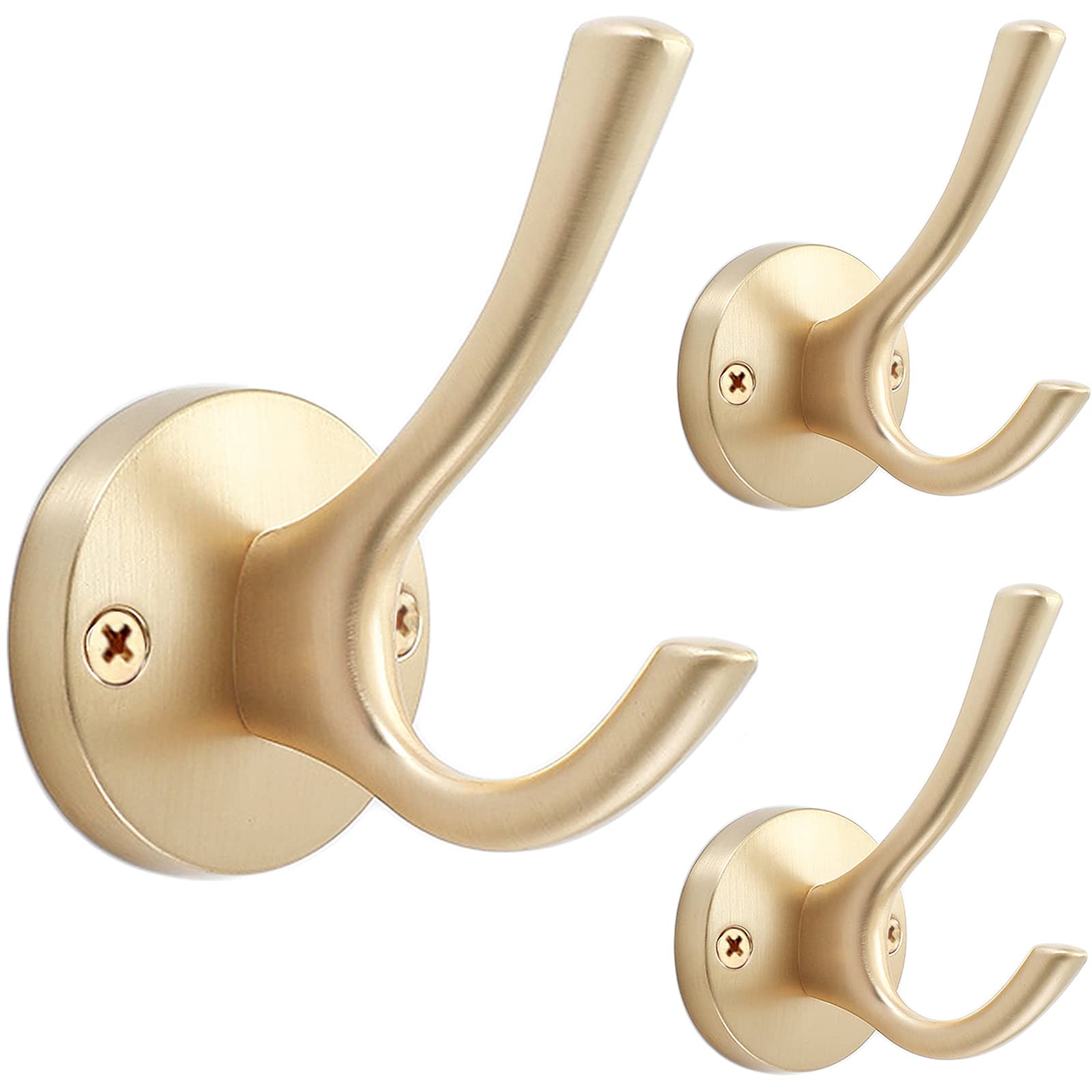 TOFIIGREM Matte Black Wall Hooks, 4 Pack Heavy Duty Coat Towel Hook Metal Double Backpack Hook Wall Mounted, Bath Towel Hooks for Entryway Cubicle Bathroom Closet Garage