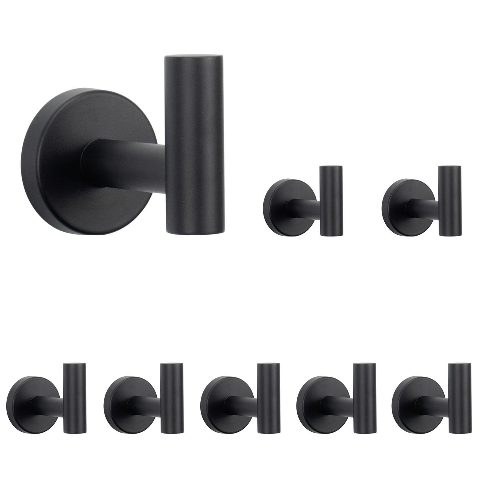 NearMoon Bath Towel Hooks- SUS 304 Stainless Steel Robe Hook Holder, Heavy Duty Coat Hook for Bathroom Livingroom Hotel Kitchen Garage, Wall Mounted (Chrome Finish, 8 Pack)