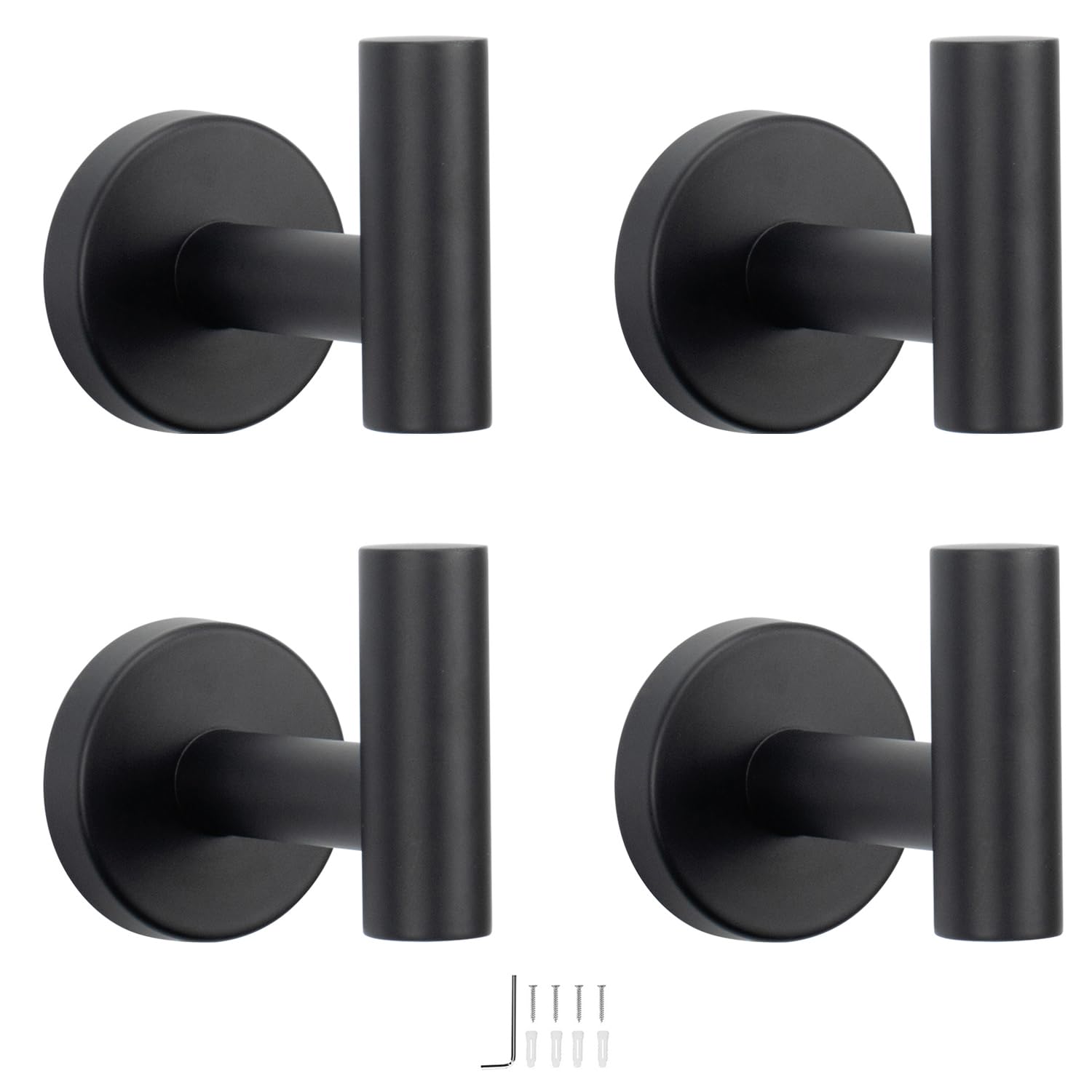 NearMoon Bath Towel Hooks- SUS 304 Stainless Steel Robe Hook Holder, Heavy Duty Coat Hook for Bathroom Livingroom Hotel Kitchen Garage, Wall Mounted (Chrome Finish, 8 Pack)