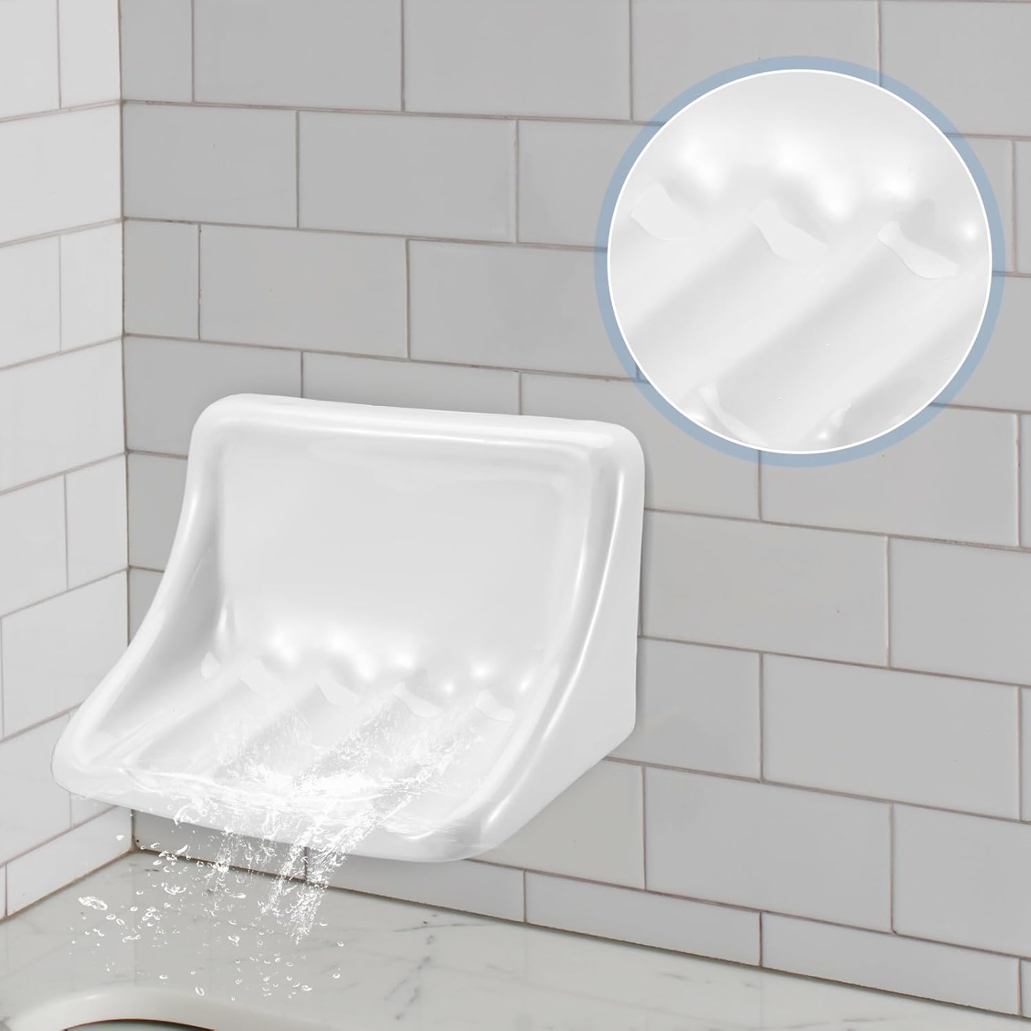 SiliFine 6.75 x 4.7 Inches Milky Vintage Ceramic Soap Dish Retro Ceramic Holder Porcelain Soap Tray for Home Bathtub Bathroom Shower Accessories Easy to Clean