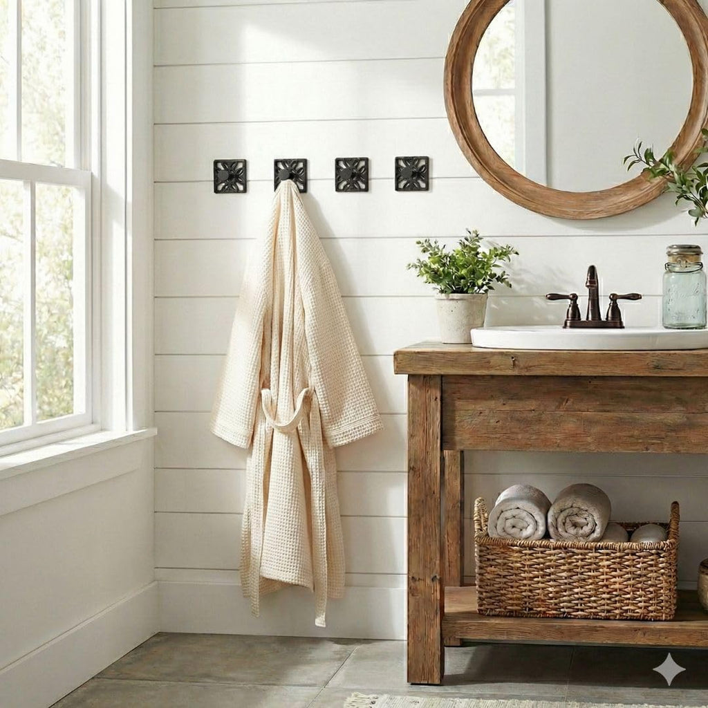 Autumn Alley Black Bathroom Towel Hook Robe Hook Wall Mounted - Wall Hooks for Towel, Robe, Coat, and Door Hooks for Bathroom Rustproof Modern Unique Style, 4 Pack