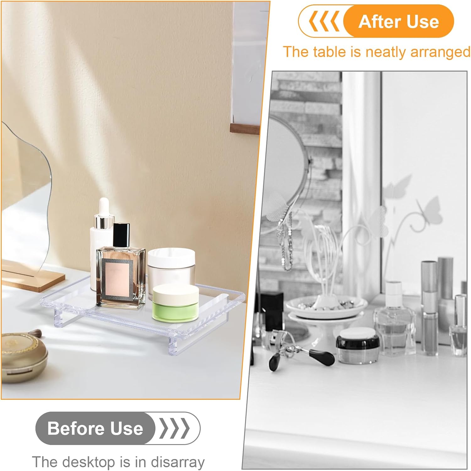 2 Pack Acrylic Soap Dish Tray 9"×5.9"×1.5" – Clear Waterproof Counter-top Organizer for Bathroom, Kitchen, Vanity, Soap, Plants, Candles (Large)