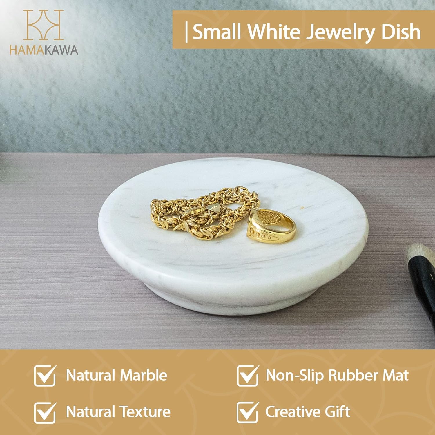 Natural Marble Soap Dish, White Round Jewelry Dish 4.5 Inch, Limestone Shower Soap Holder, Modern Stone Sponge Holder with Beveled Edge, Bar Soap Saver Tray for Bathroom, Kitchen