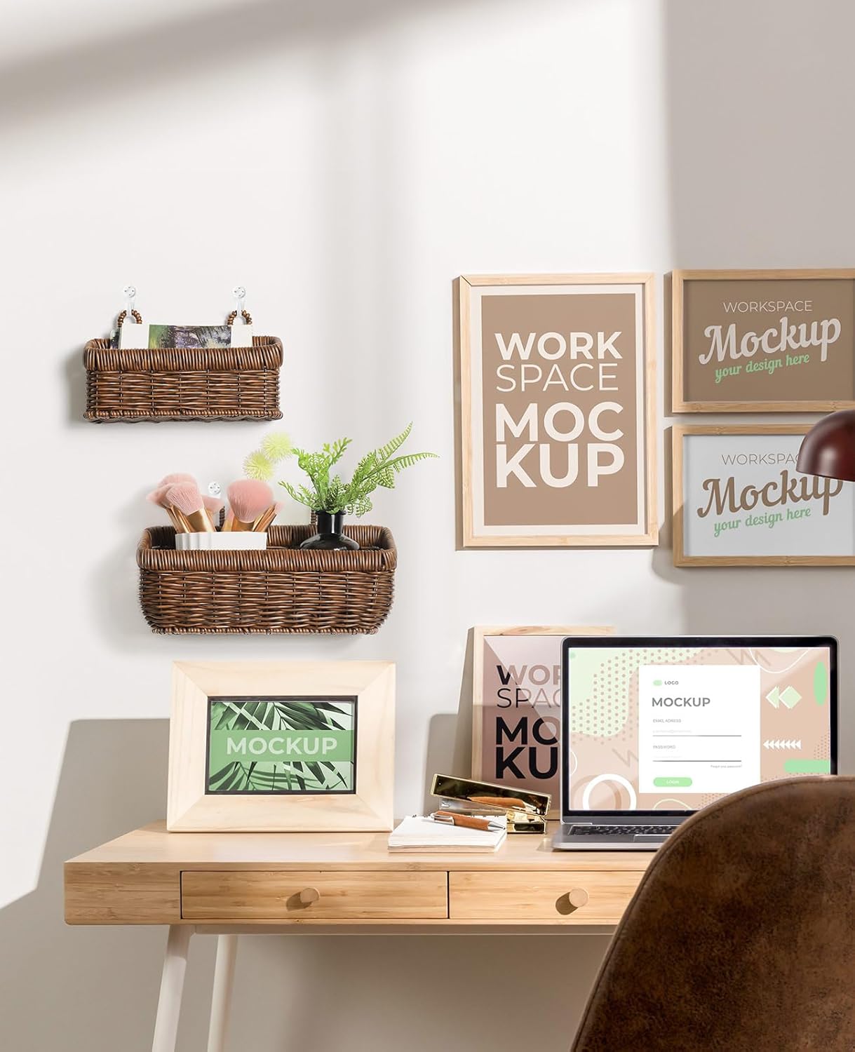 AceList Wall Hanging Basket, Boho Style Hand-Woven Hanging Storage Baskets - Set of 2, Ideal for Boho Room Decor, Kitchen, Garden, and Living Room(Brown)