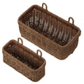 Tioncy 2 Pcs Woven Hanging Wall Baskets for Storage Boho Style Hanging Storage Plastic Woven Baskets with 4 Hooks for Kitchen Garden Living Room