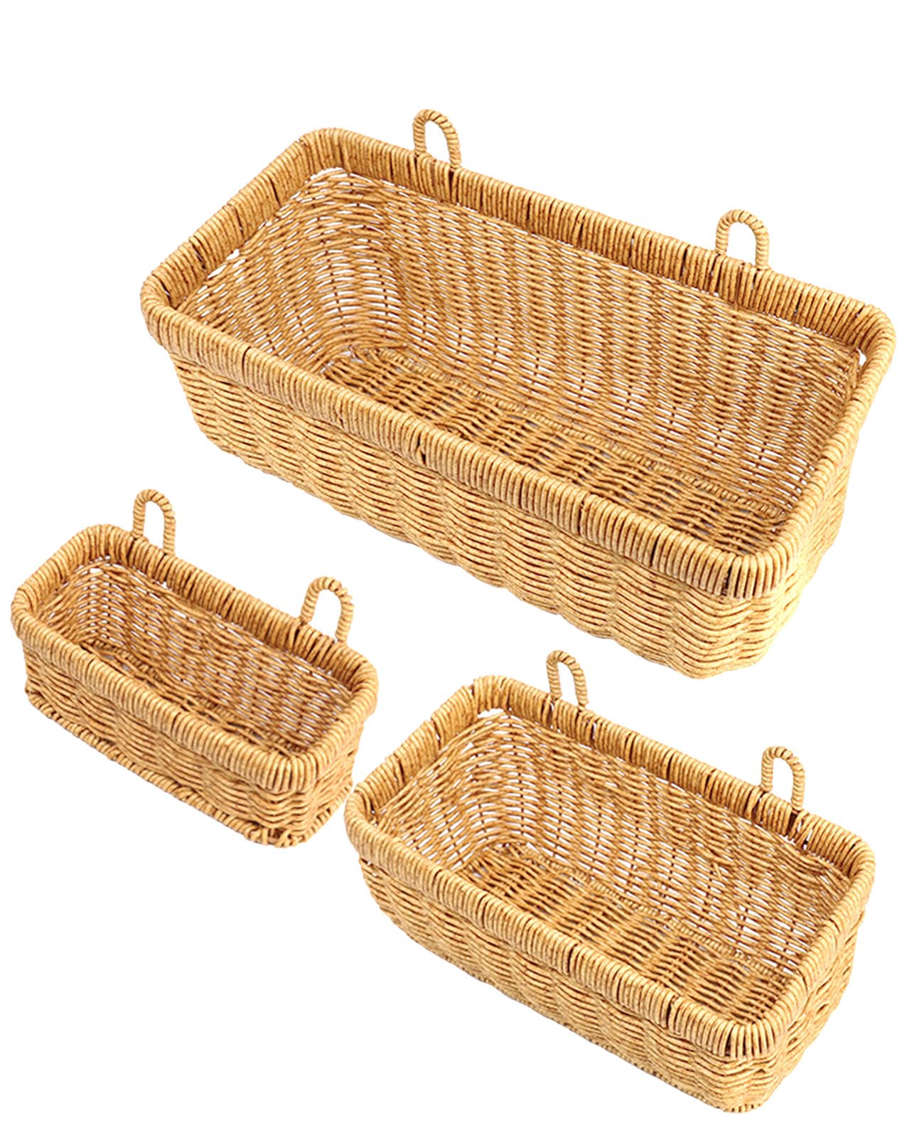 AceList Wall Hanging Basket, Boho Style Hand-Woven Hanging Storage Baskets - Set of 2, Ideal for Boho Room Decor, Kitchen, Garden, and Living Room(Brown)
