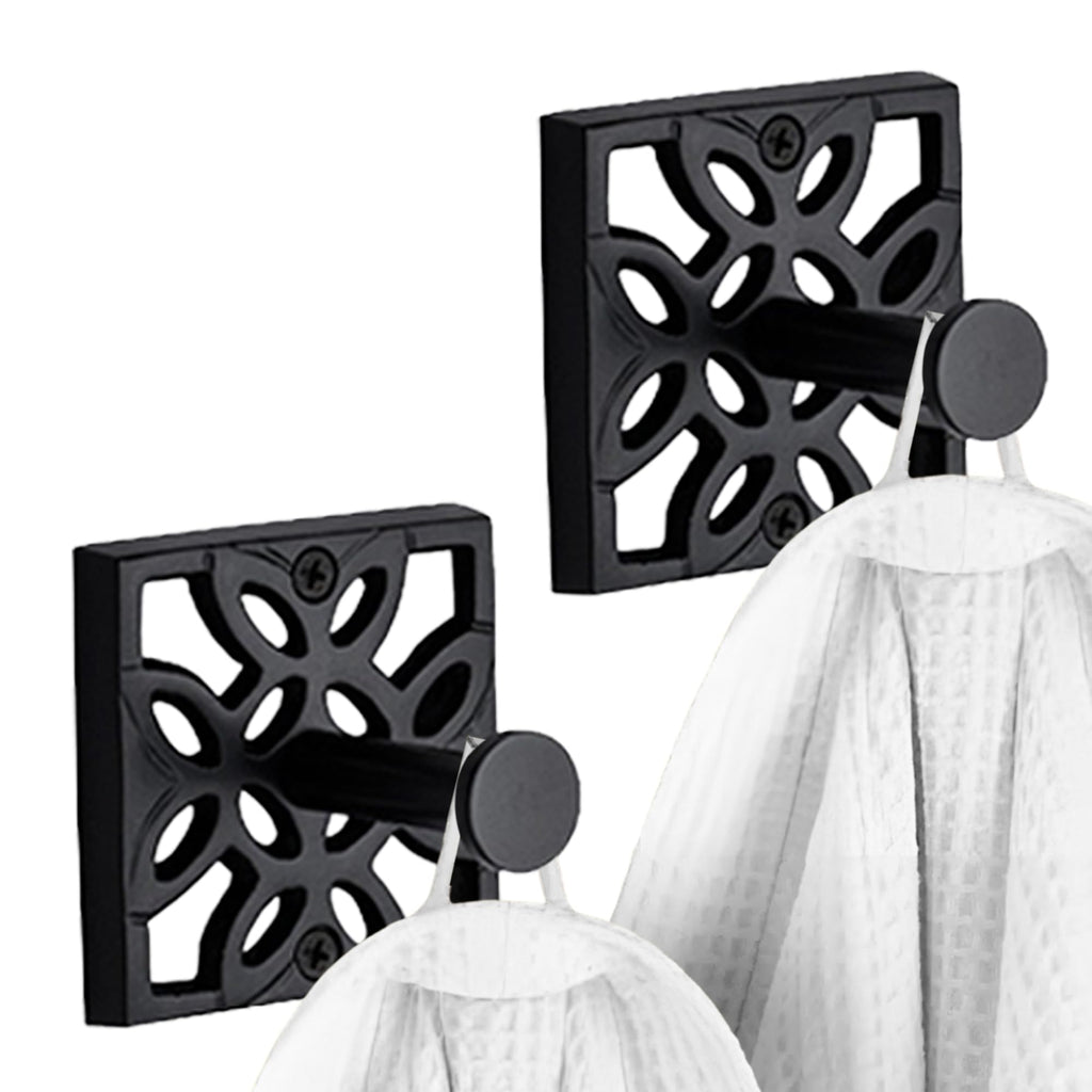 Autumn Alley Black Bathroom Towel Hook Robe Hook Wall Mounted - Wall Hooks for Towel, Robe, Coat, and Door Hooks for Bathroom Rustproof Modern Unique Style, 4 Pack