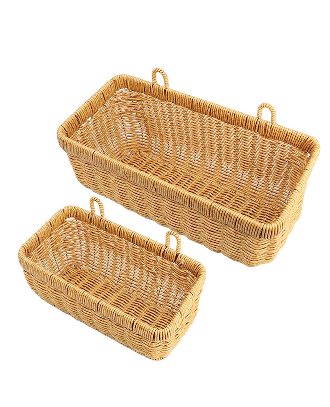 AceList Wall Hanging Basket, Boho Style Hand-Woven Hanging Storage Baskets - Set of 2, Ideal for Boho Room Decor, Kitchen, Garden, and Living Room(Brown)