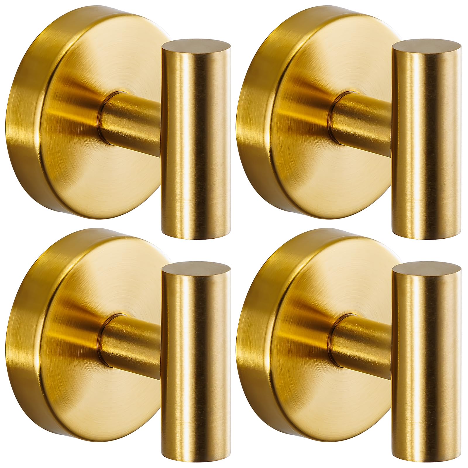 Suction Cup Hooks for Shower - Bathroom Reusable Hooks for Towels, Robes & Loofah - No-Drill Mounting on Kitchen,Walls,Metal,Glass,Mirrors,Tile & Smooth Non-Porous Surfaces (4, Brushed Nickel)