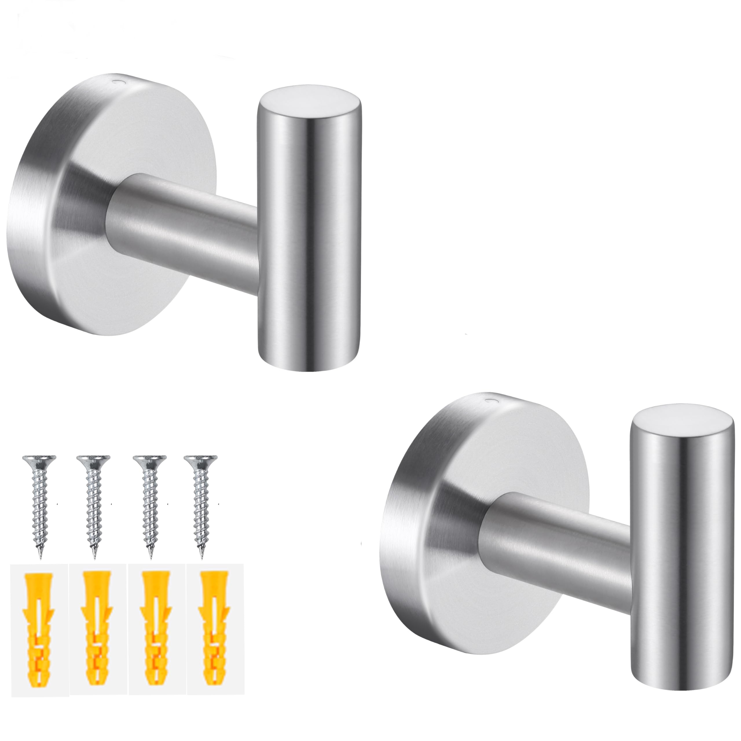 Bathroom Robe Towel Hooks Coat Matte Black Wall Hook Stainless Steel Heavy Duty Door Hanger Towel Robe Clothes Cabinet Closet Sponges Hook for Bathroom Bedroom Kitchen Hotel Pool 16 Packs