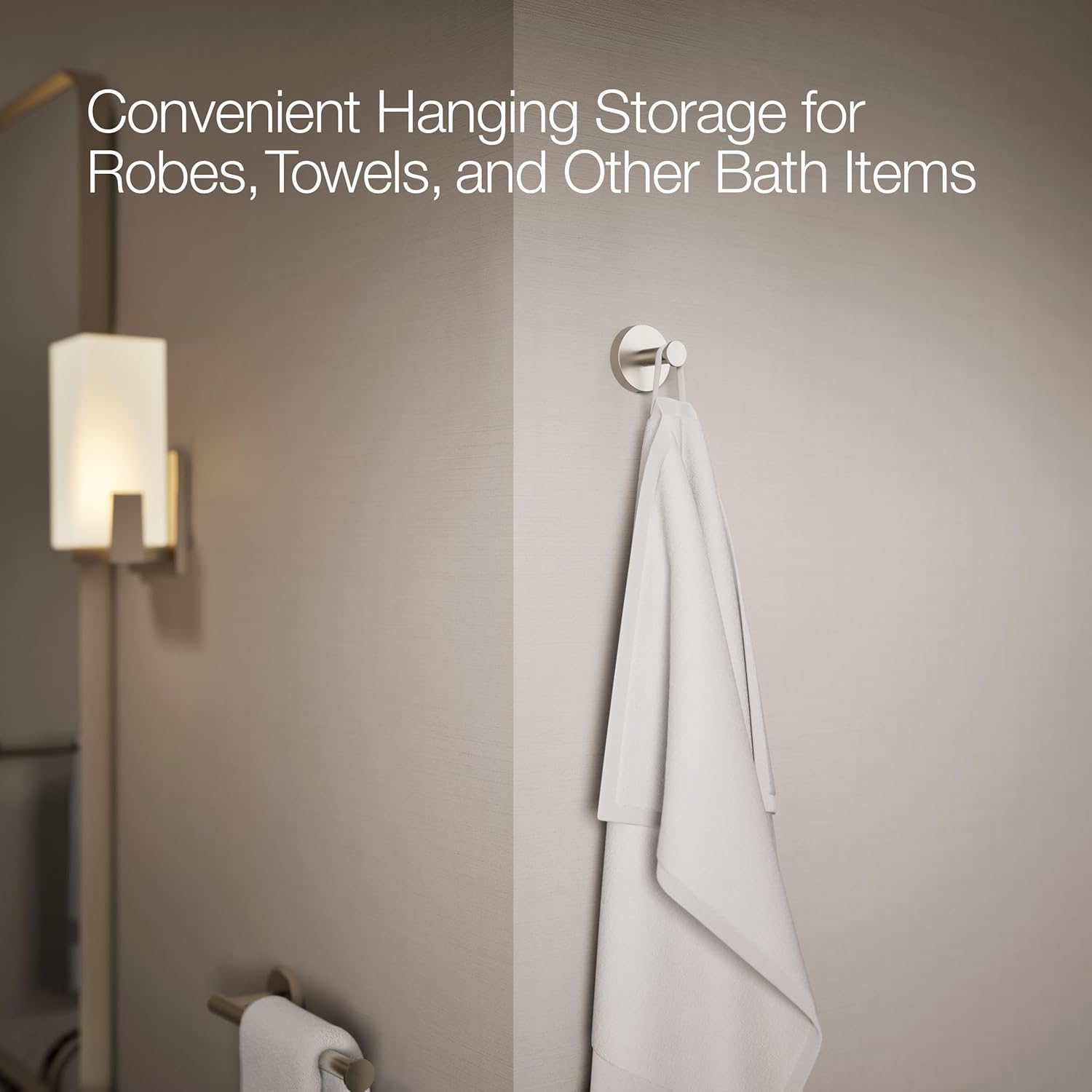 Kohler K-27290-BN Elate Robe Hook, Minimalist Design, Premium Durable Metal, Corrosion Resistant, Vibrant Brushed Nickel