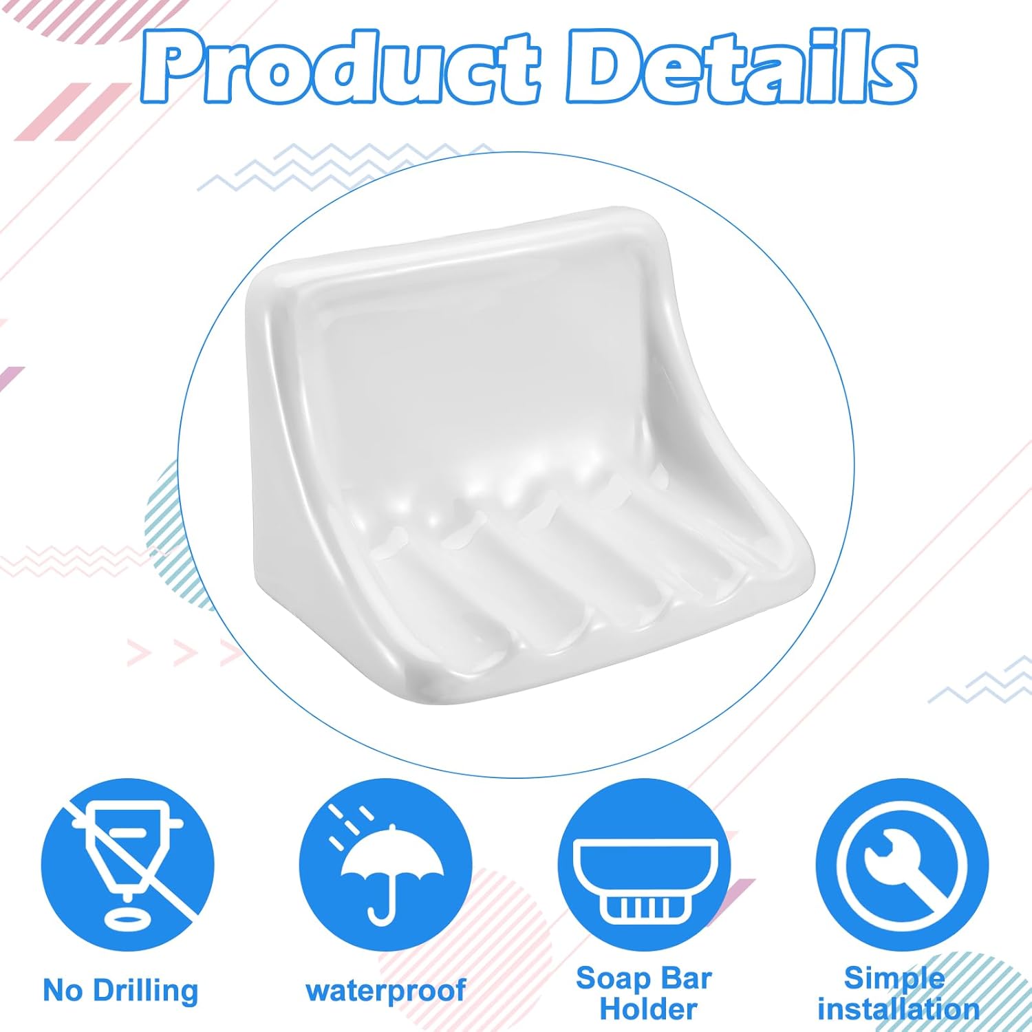 SiliFine 6.75 x 4.7 Inches Milky Vintage Ceramic Soap Dish Retro Ceramic Holder Porcelain Soap Tray for Home Bathtub Bathroom Shower Accessories Easy to Clean