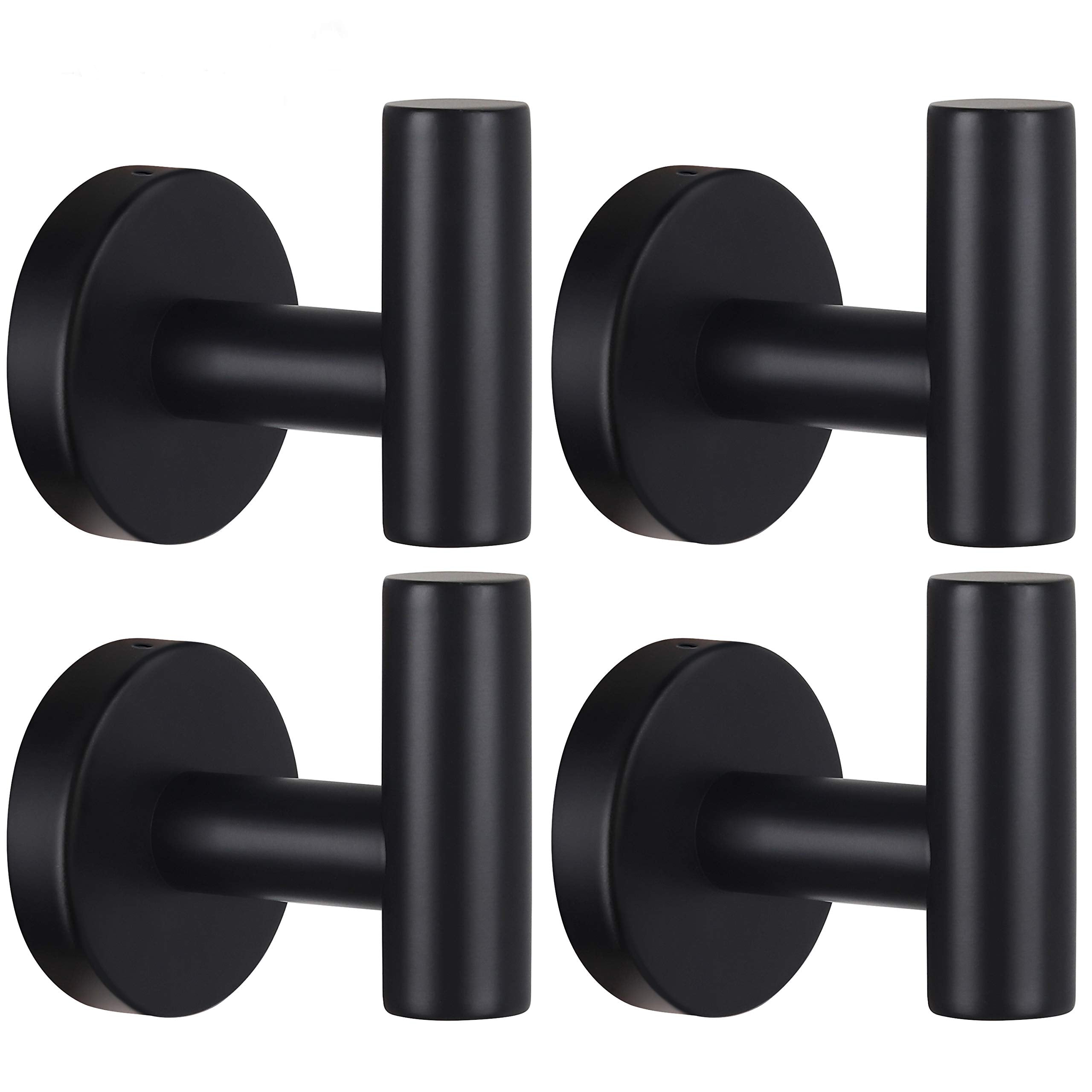 Bathroom Robe Towel Hooks Coat Matte Black Wall Hook Stainless Steel Heavy Duty Door Hanger Towel Robe Clothes Cabinet Closet Sponges Hook for Bathroom Bedroom Kitchen Hotel Pool 16 Packs