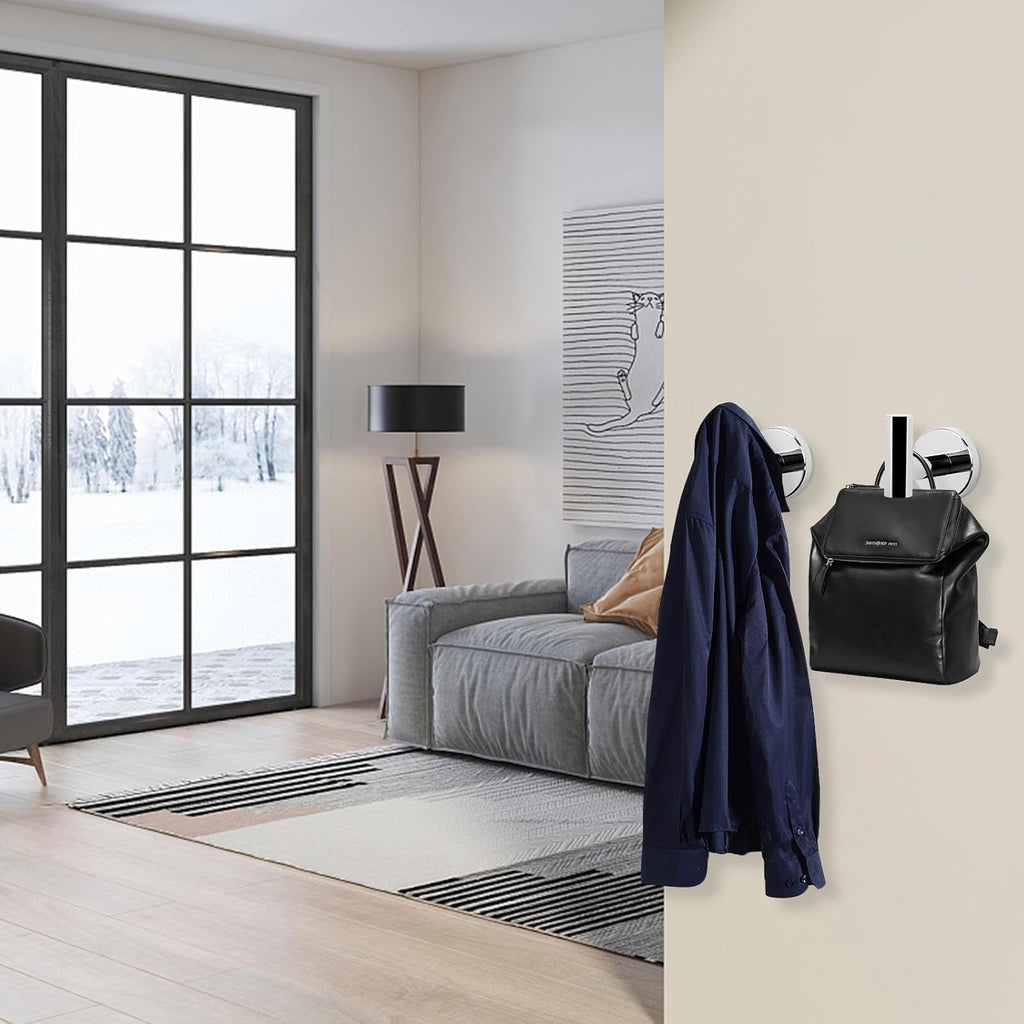 NearMoon Bath Towel Hooks- SUS 304 Stainless Steel Robe Hook Holder, Heavy Duty Coat Hook for Bathroom Livingroom Hotel Kitchen Garage, Wall Mounted (Chrome Finish, 8 Pack)